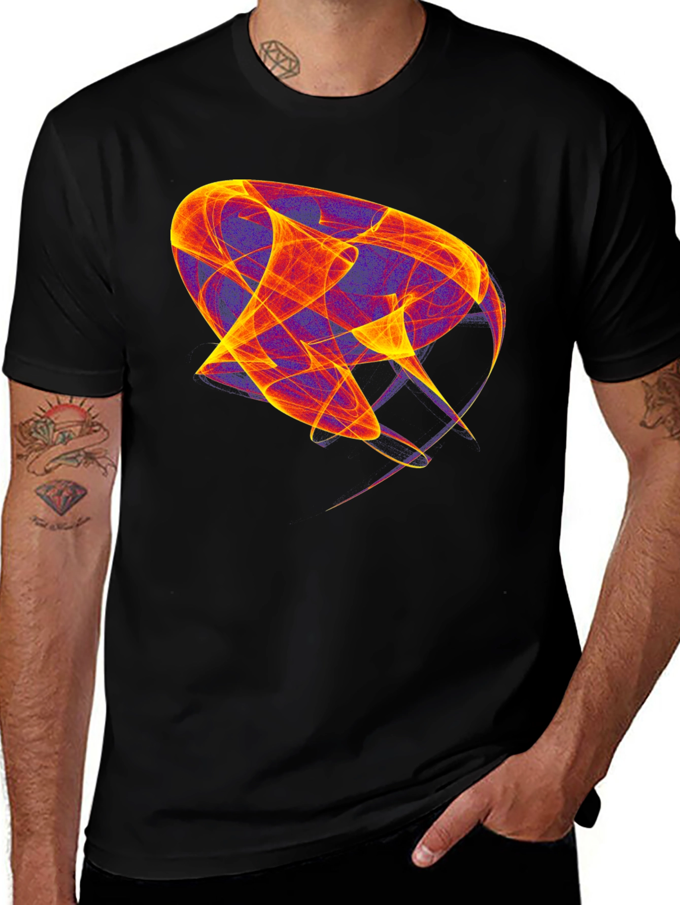 Variant 24 of Abstract Graphic Print Black T-Shirt