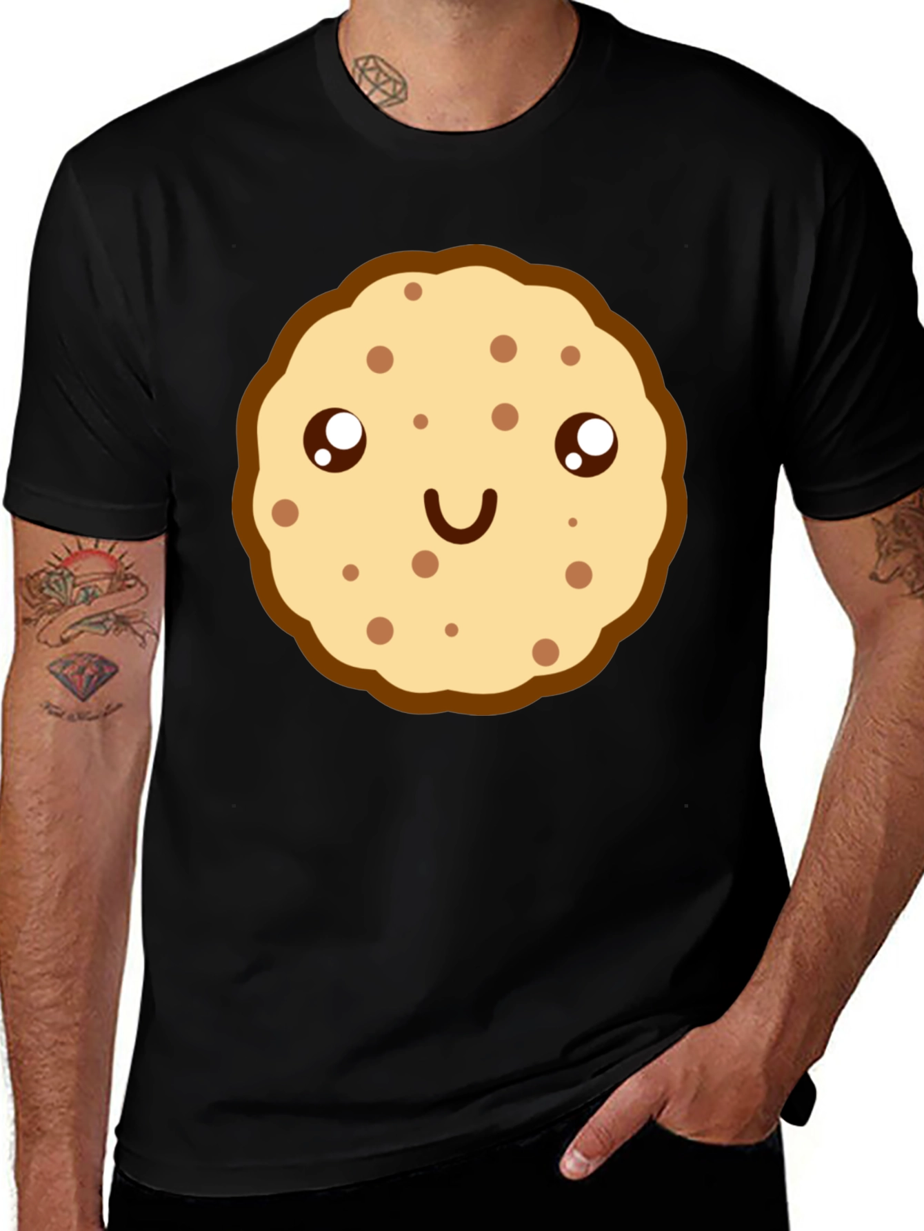 Variant 12 of Cute Cookie Graphic Black T-Shirt
