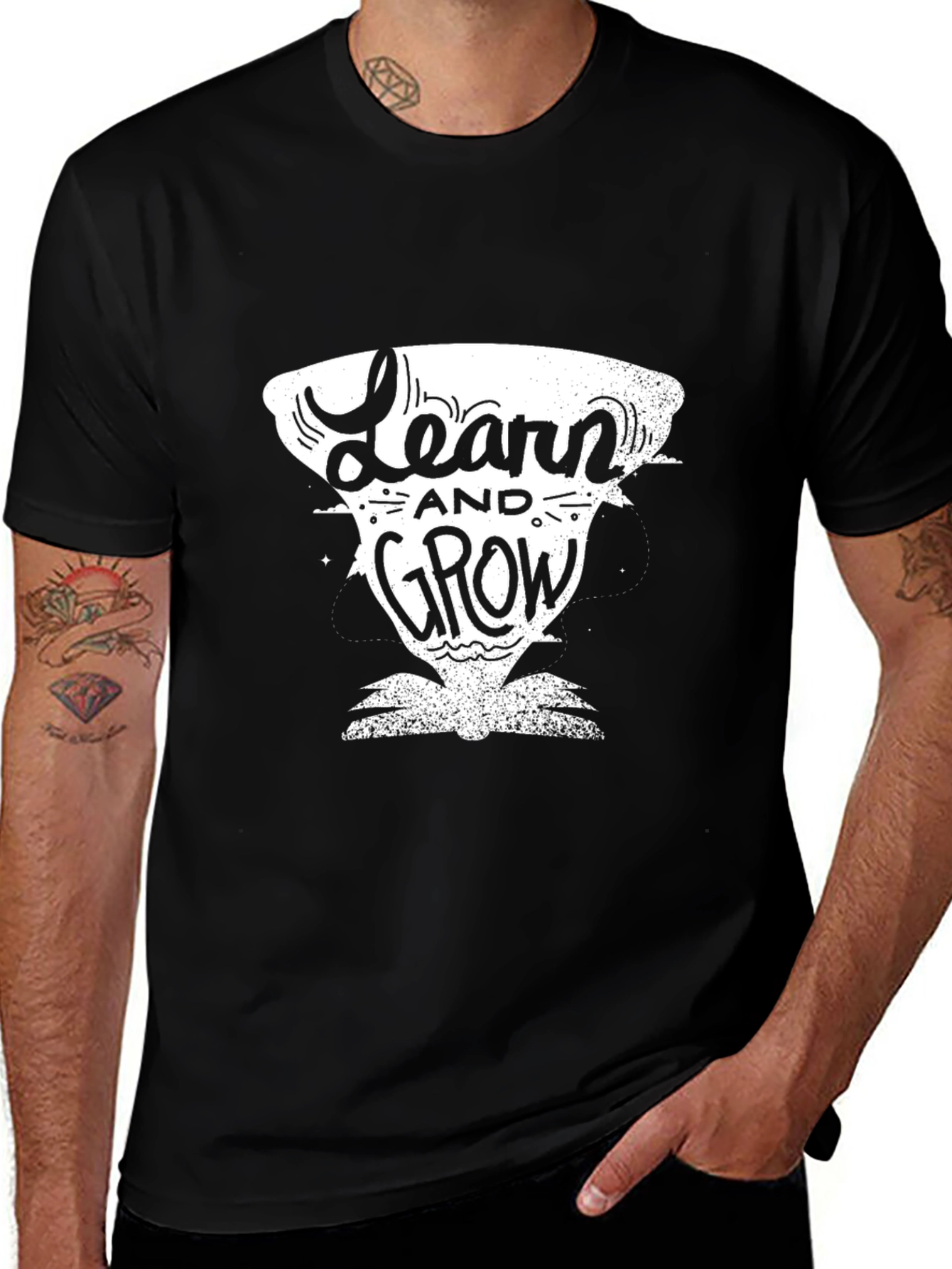 Variant 3 of Learn and Grow Black Graphic Tee