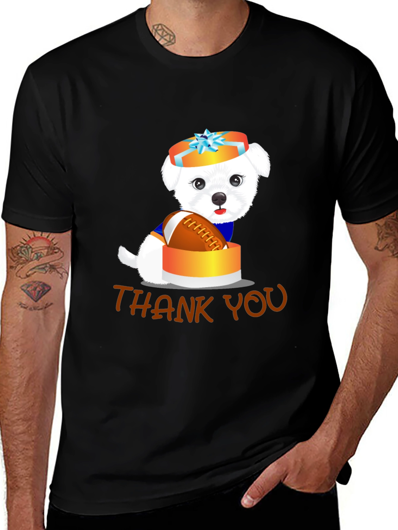 Variant 13 of Dog in Gift Box T-Shirt - Thank You!