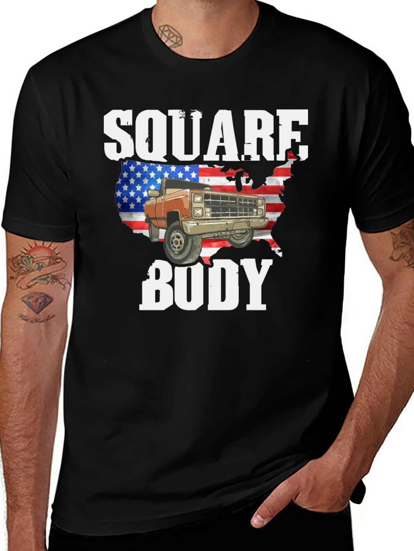 Square Body Truck USA Flag Graphic Tee
