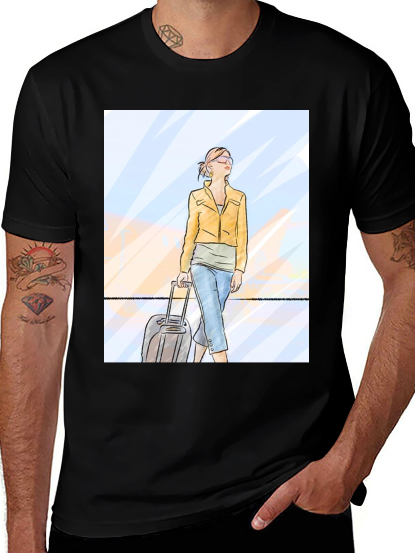 Traveler Graphic Tee - Black Crew Neck