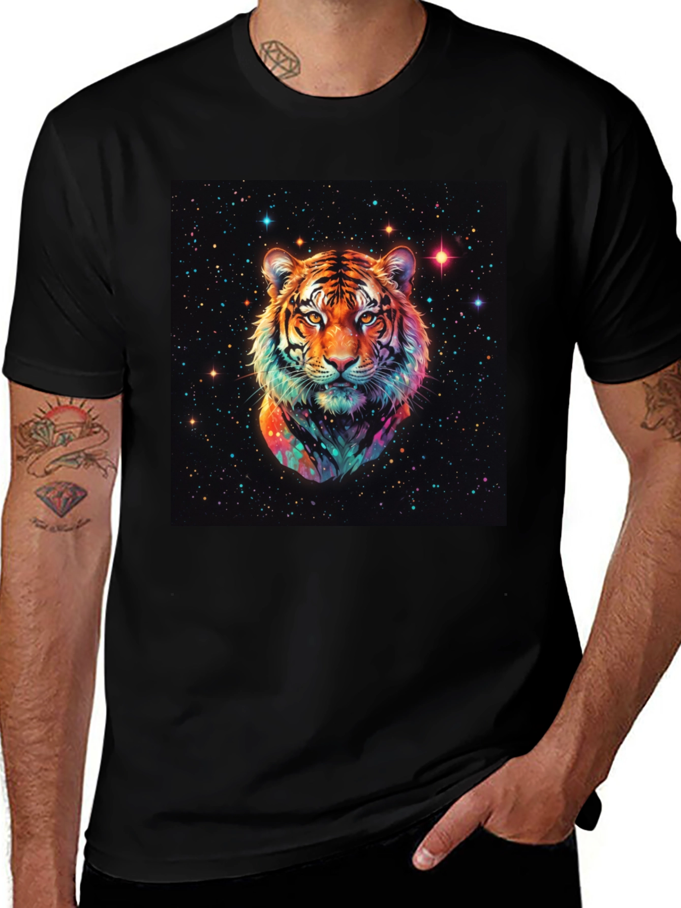 Variant 30 of Cosmic Tiger Graphic T-Shirt - Black
