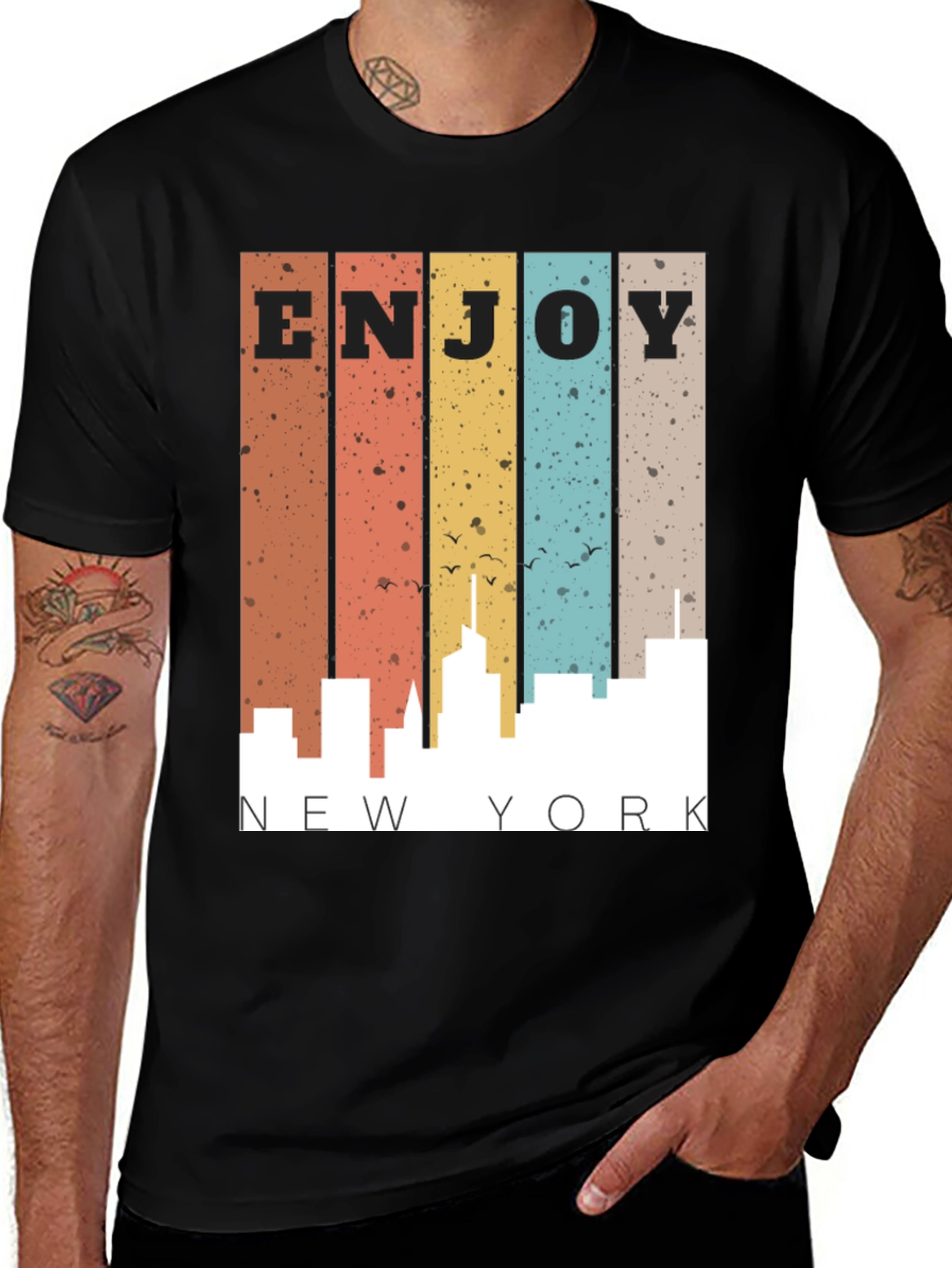 Variant 21 of Enjoy New York Retro Graphic Tee - Black