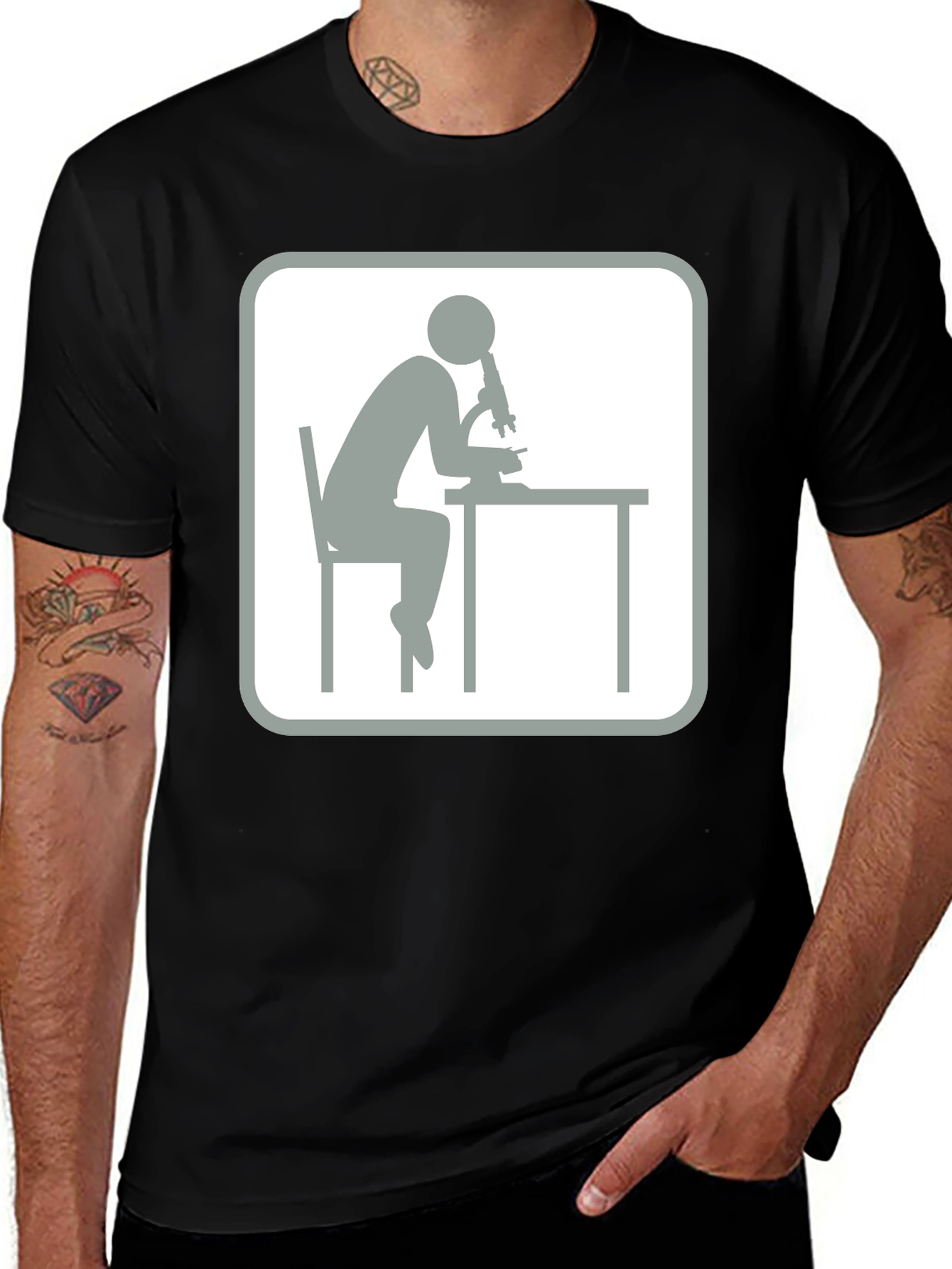 Scientist Microscope T-Shirt - Black Cotton Tee