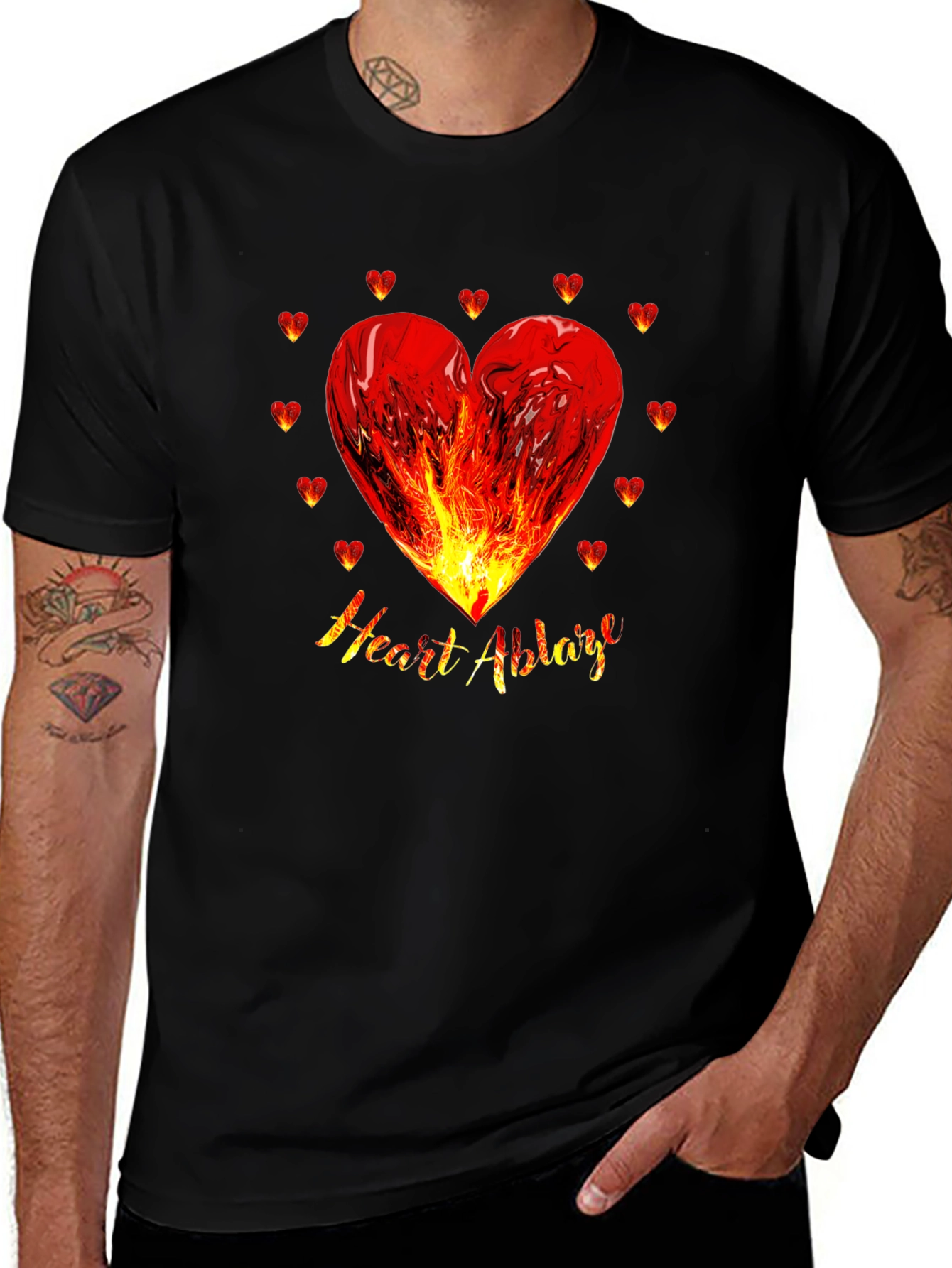Variant 22 of Heart Ablaze Graphic Tee - Fiery Passion Design
