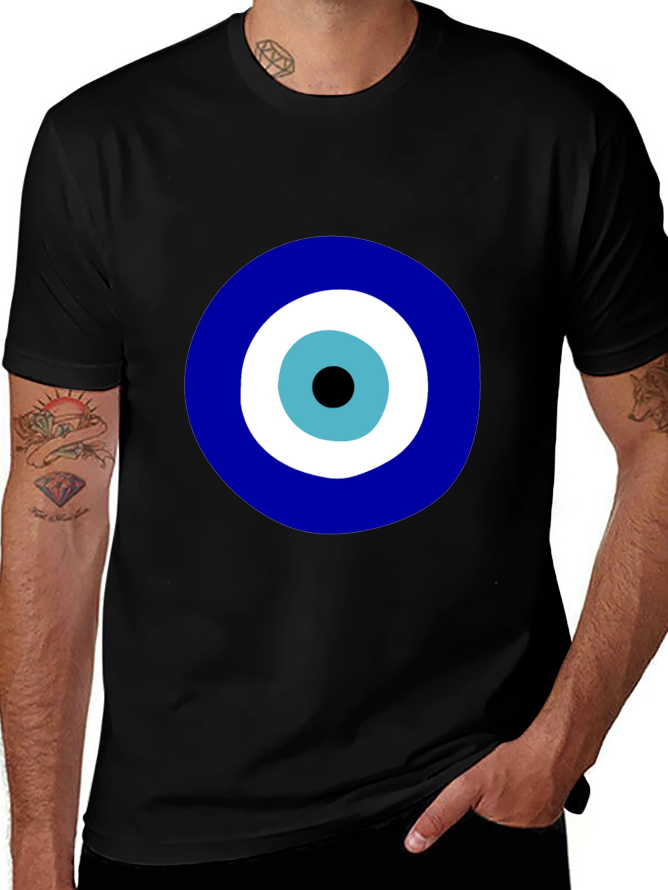 Variant 4 of Evil Eye T-Shirt - Black Cotton Graphic Tee
