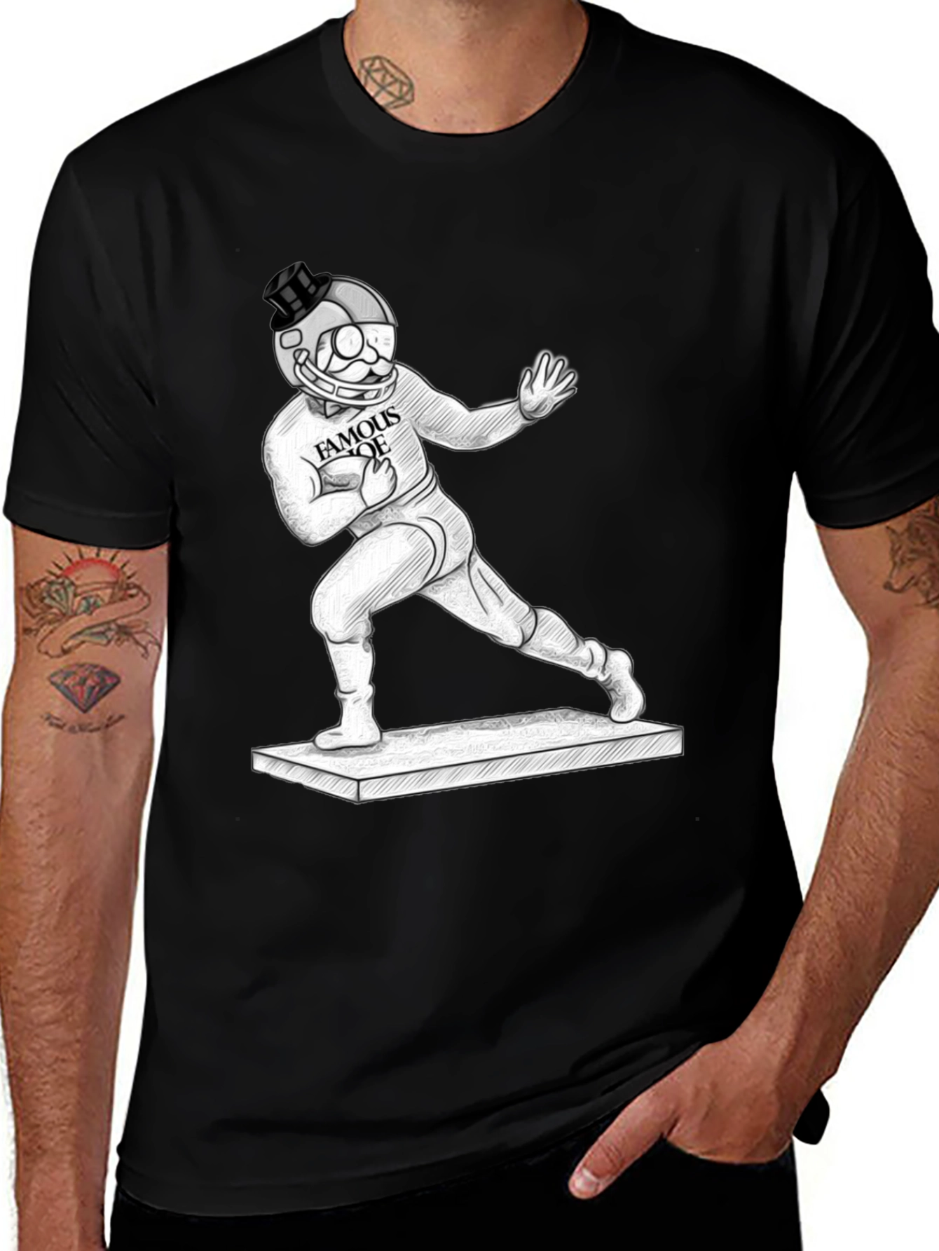 Variant 15 of Famous Joe Football Player Graphic Black Tee