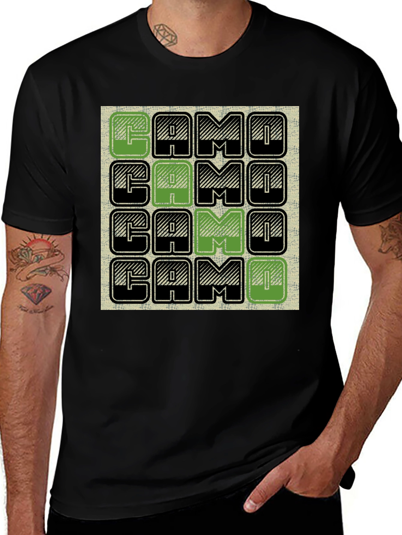 Variant 13 of Camo Pattern Black T-Shirt