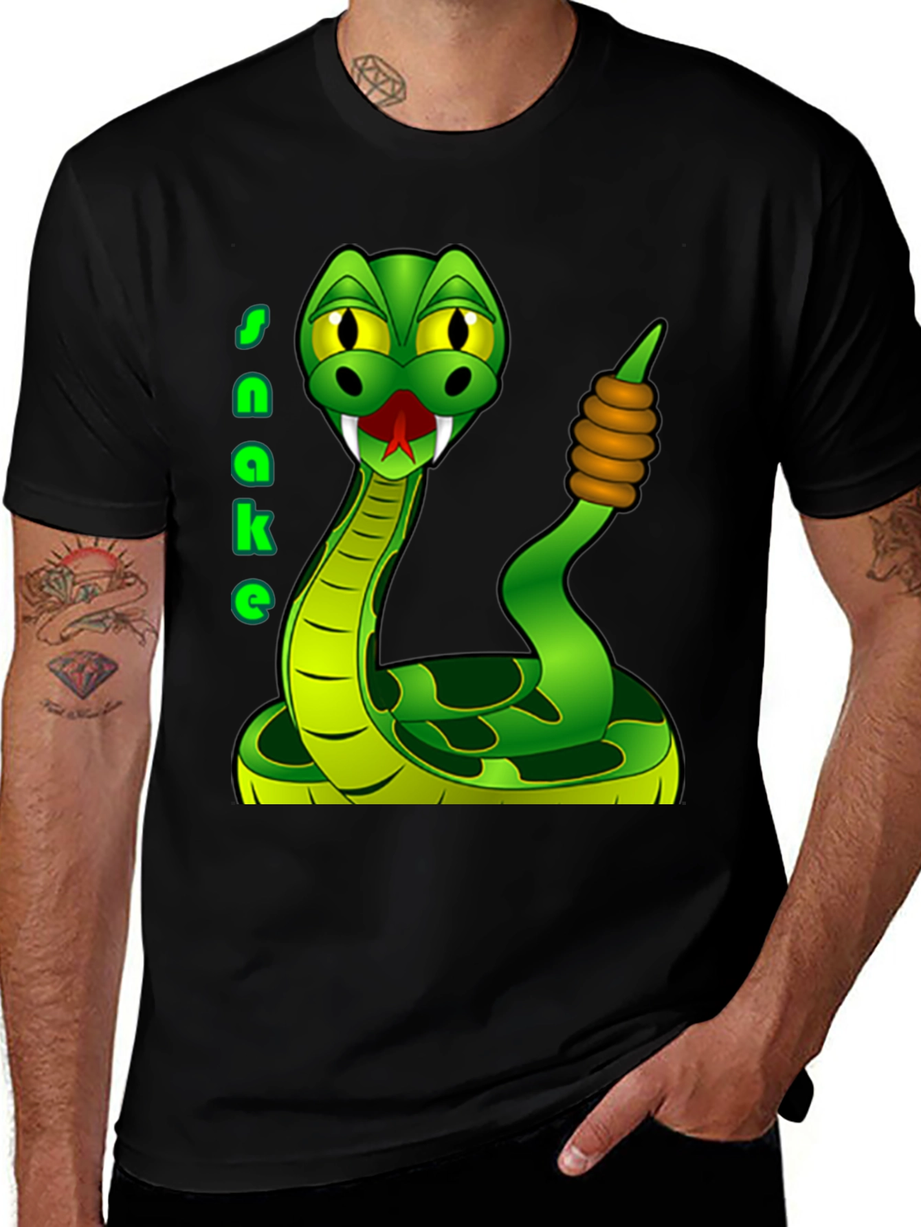 Variant 28 of Cartoon Snake T-Shirt - Men's Graphic Tee