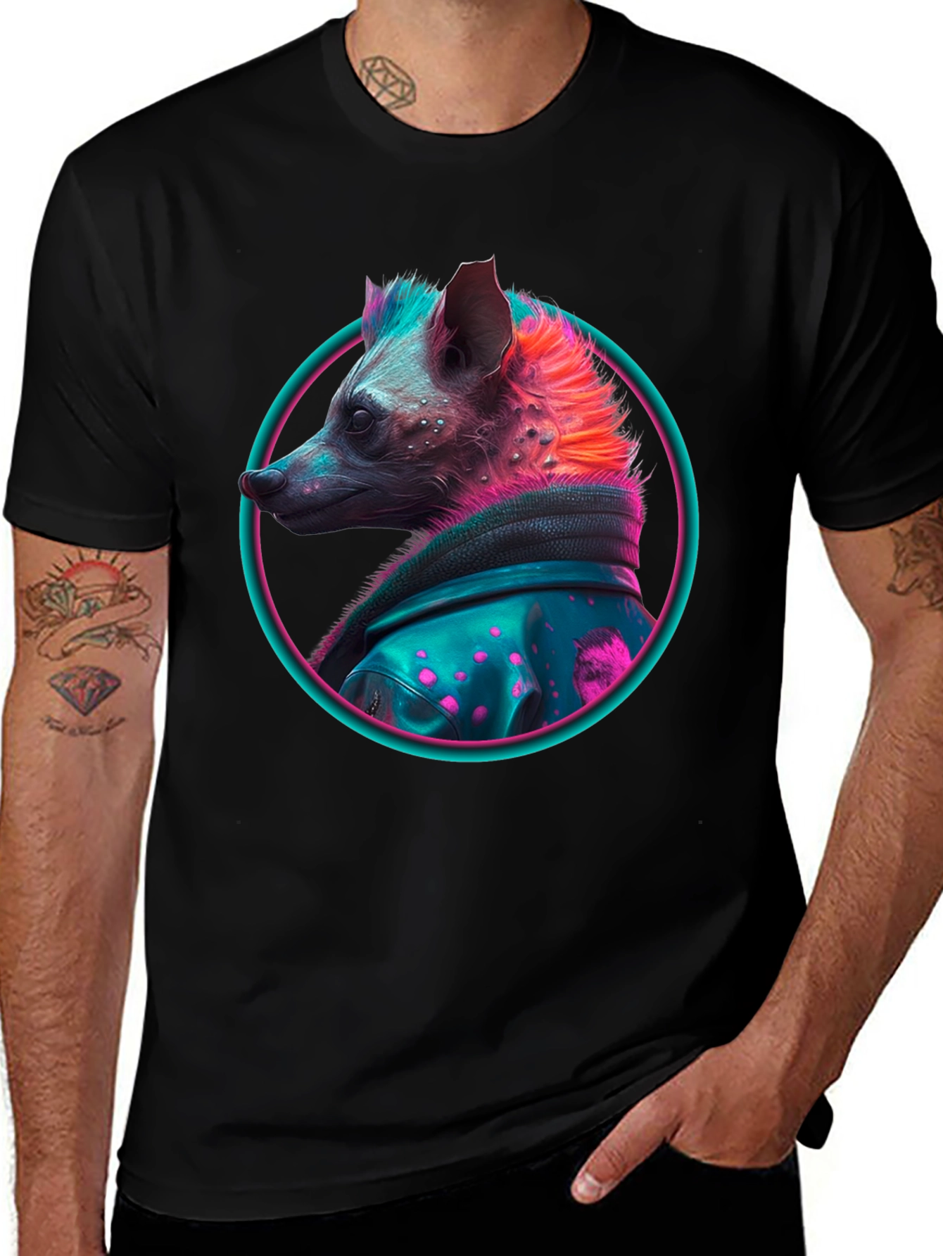 Variant 6 of Neon Hyena T-Shirt - Cool Animal Design