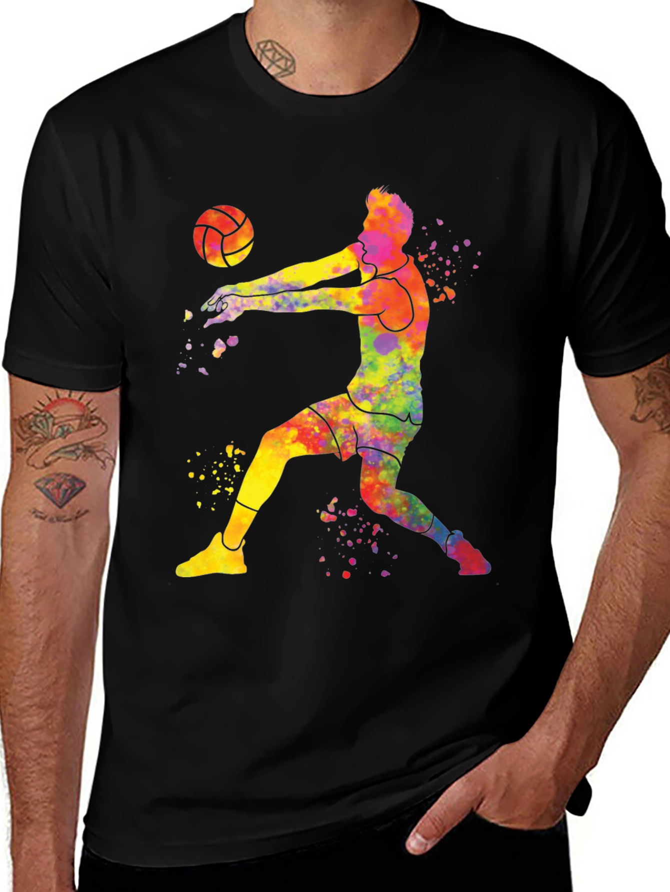 Variant 17 of Colorful Volleyball Player Graphic Tee