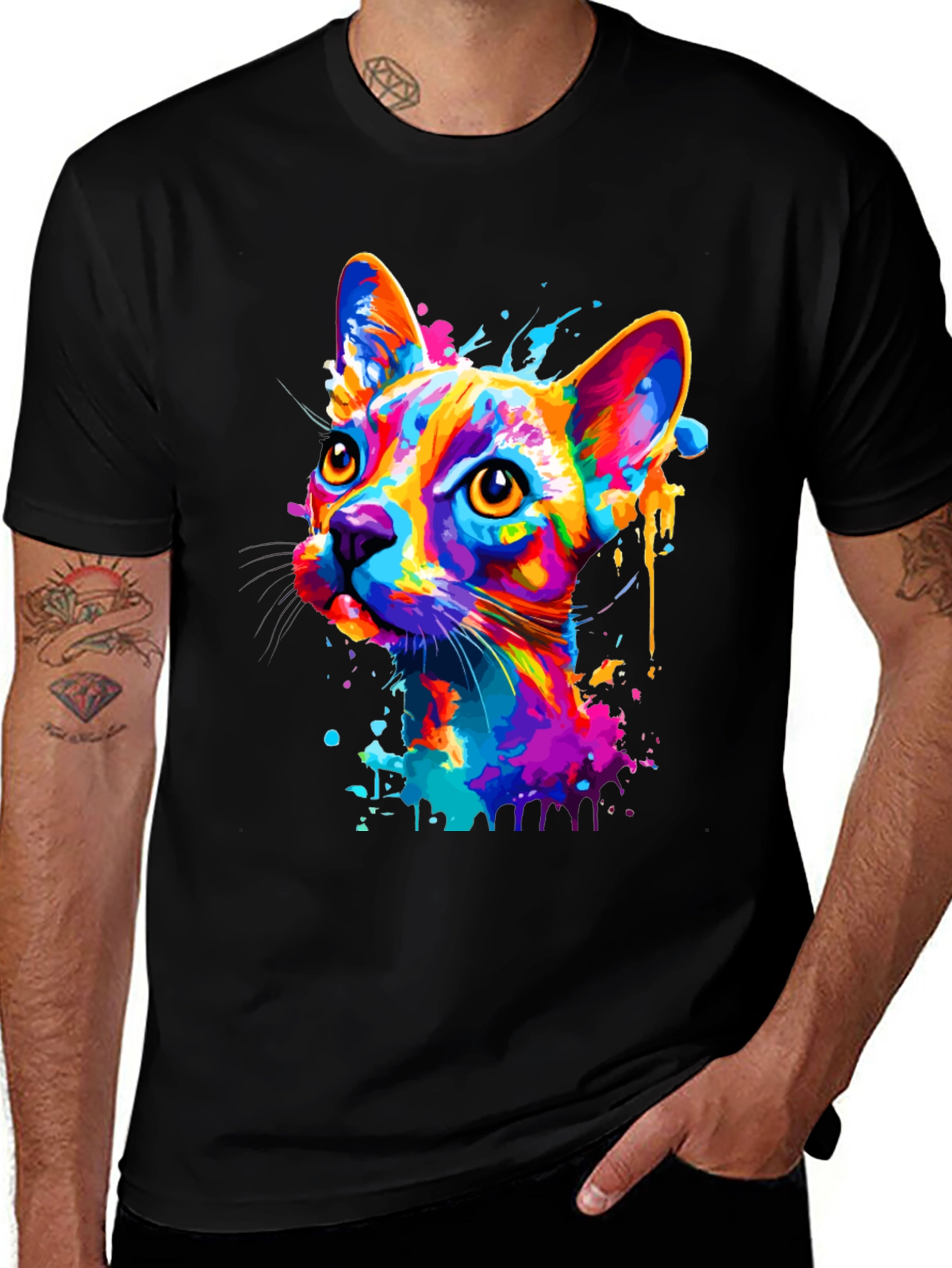 Variant 15 of Colorful Cat Art T-Shirt
