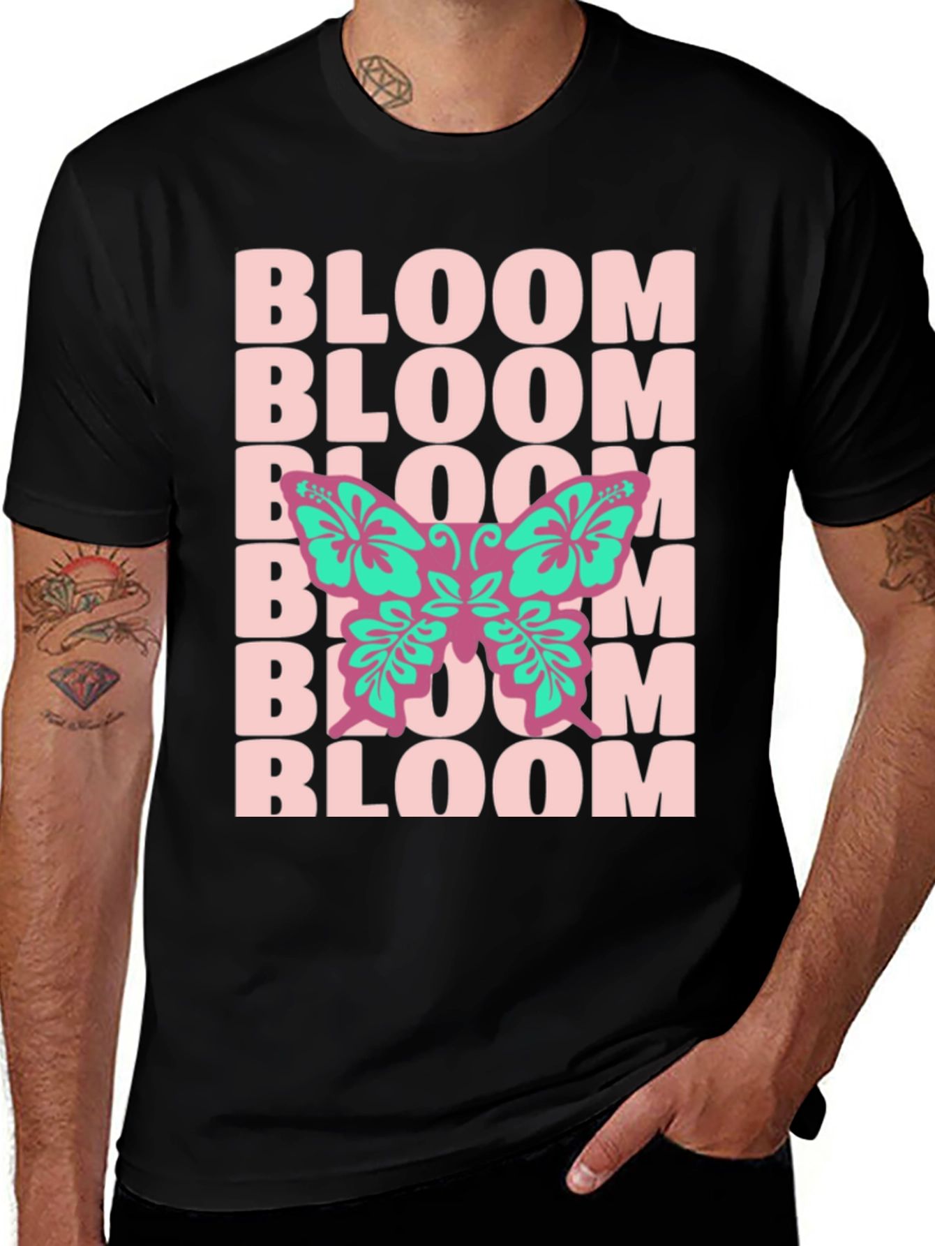 Variant 30 of Bloom Butterfly Graphic Tee - Black
