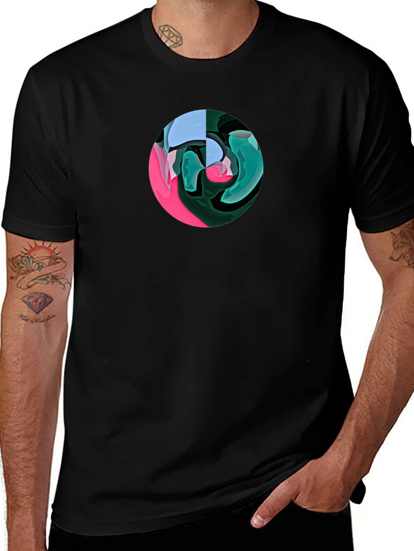 Variant 20 of Abstract Circle Graphic Black T-Shirt