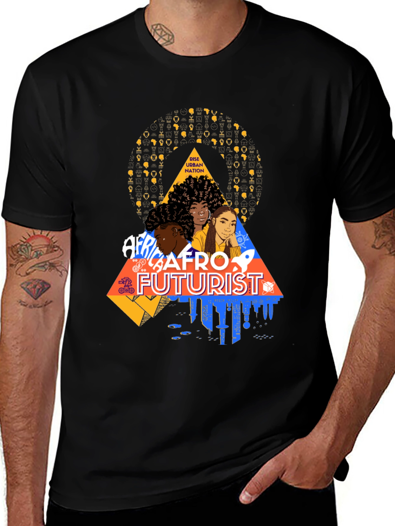 Variant 17 of Afrofuturist Graphic Print Black T-Shirt