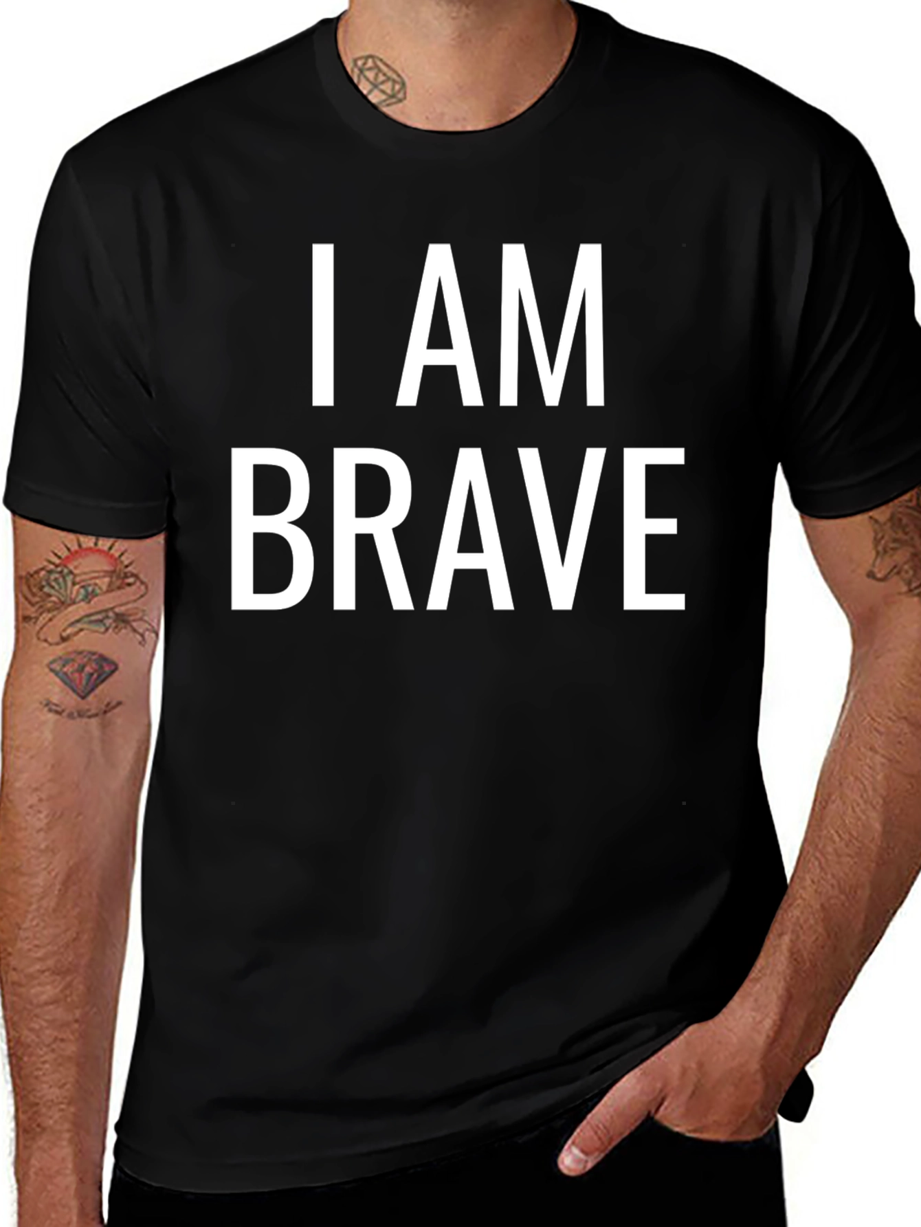 Variant 13 of I Am Brave Graphic T-Shirt - Black Crew Neck Tee