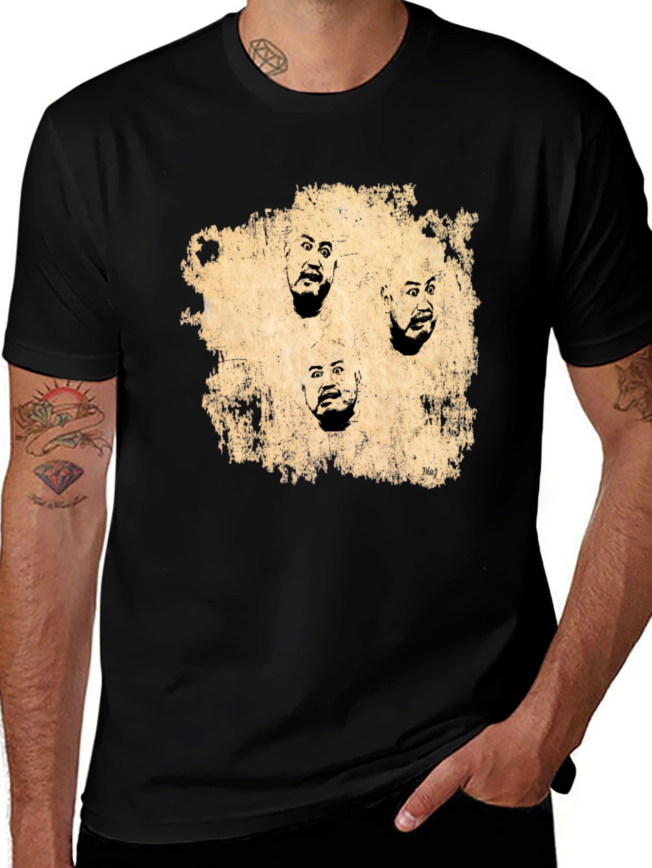 Black Expressionist Faces Graphic Tee - Black main image