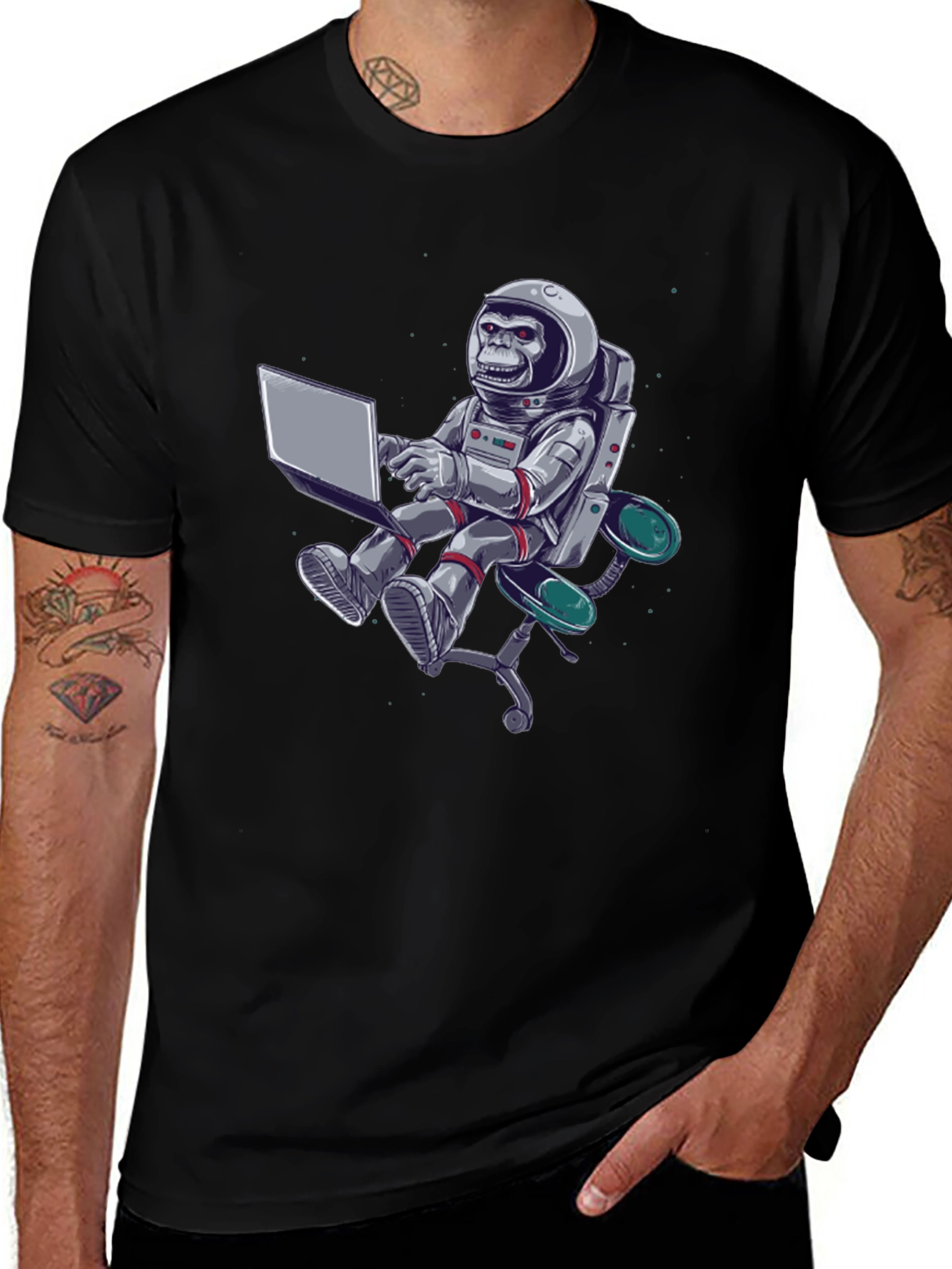 Variant 2 of Astronaut Monkey Laptop Graphic Tee