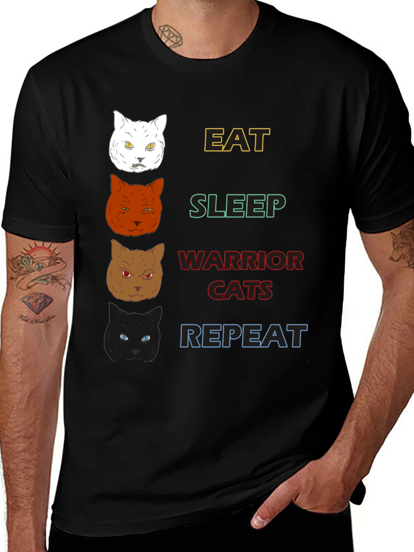 Eat Sleep Warrior Cats Repeat T-Shirt