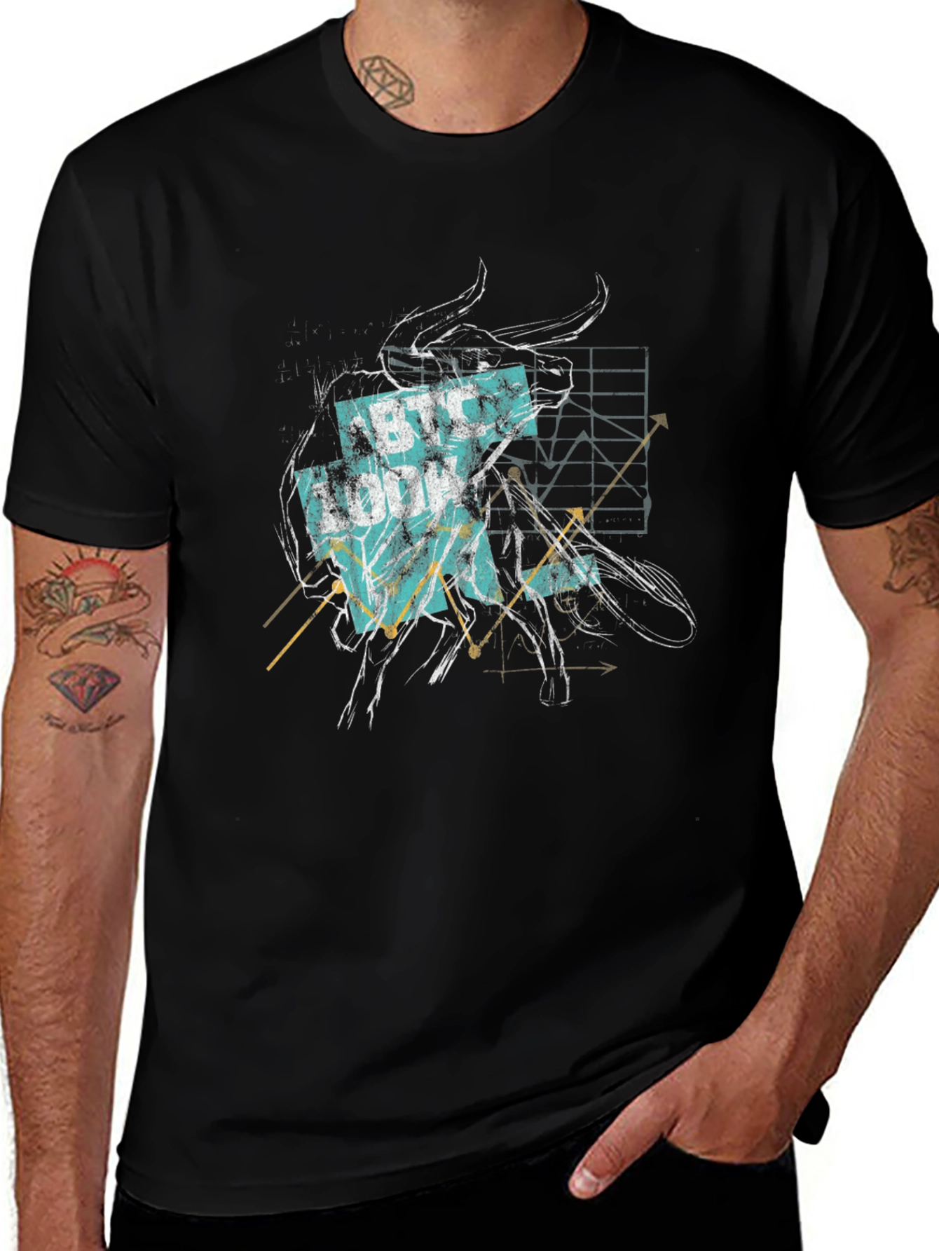 Variant 26 of BTC Bull Graphic Tee - Crypto Trader Style