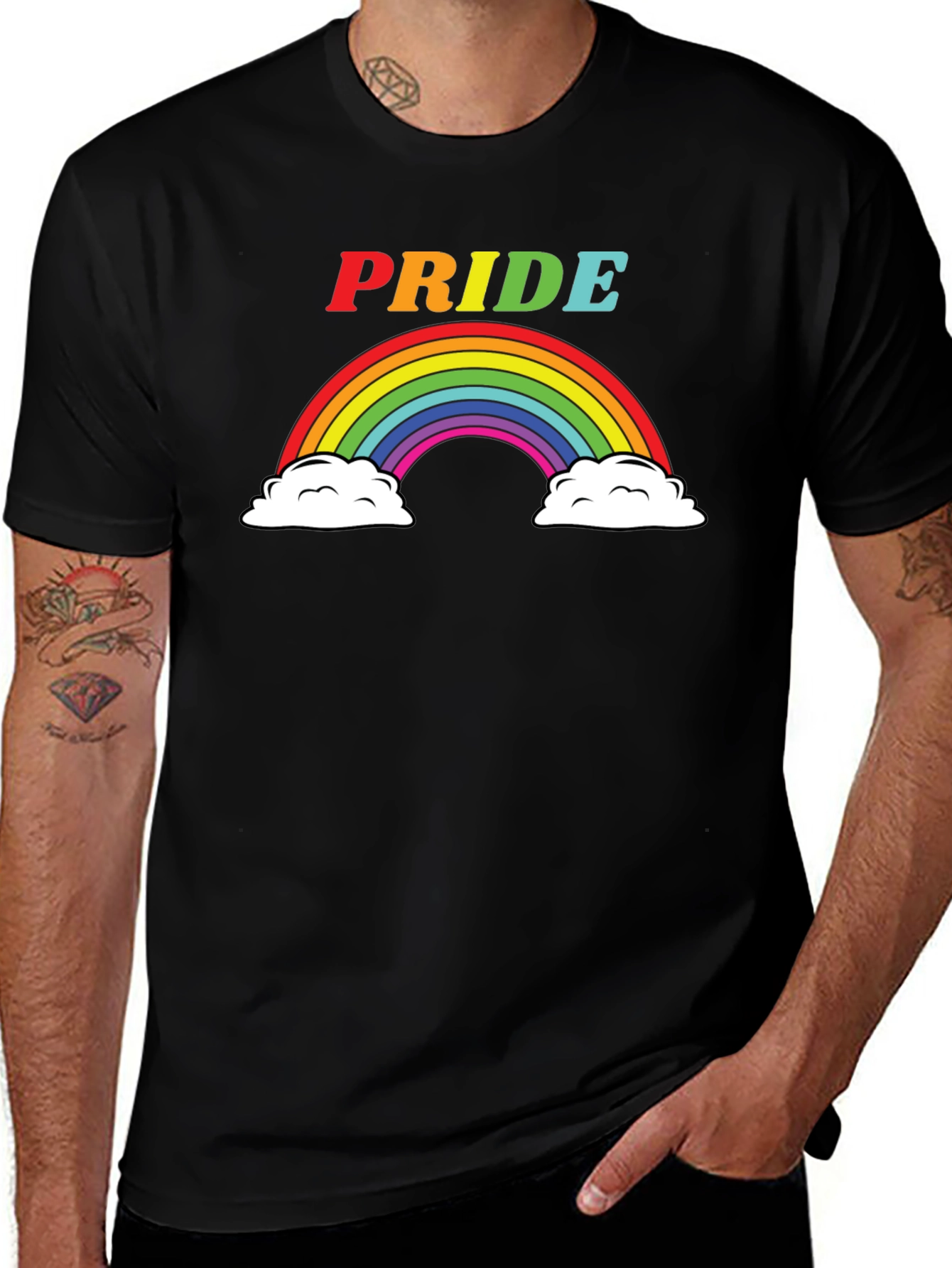 Pride Rainbow Graphic Tee - Soft Black T-Shirt