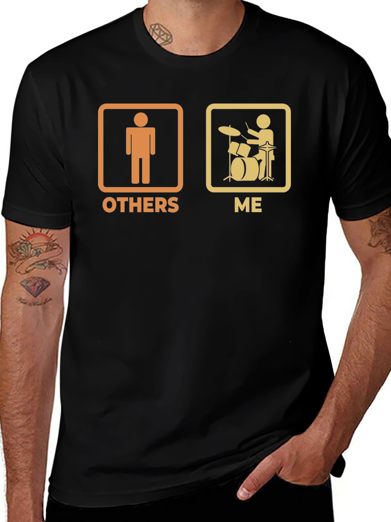 Variant 20 of Funny Drummer T-Shirt - Others vs. Me Black Tee