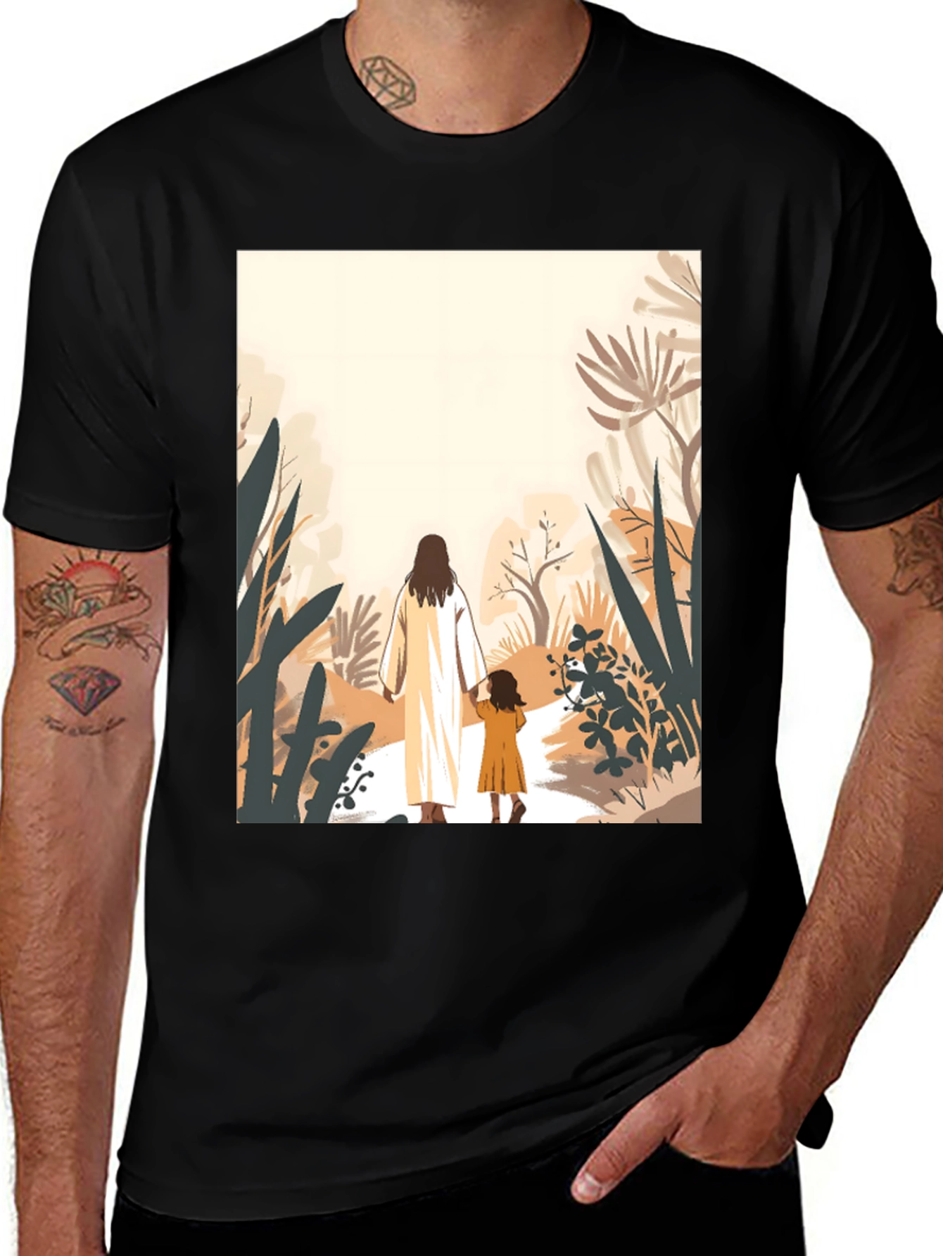 Variant 8 of Faith Walk T-Shirt - Jesus & Child Design