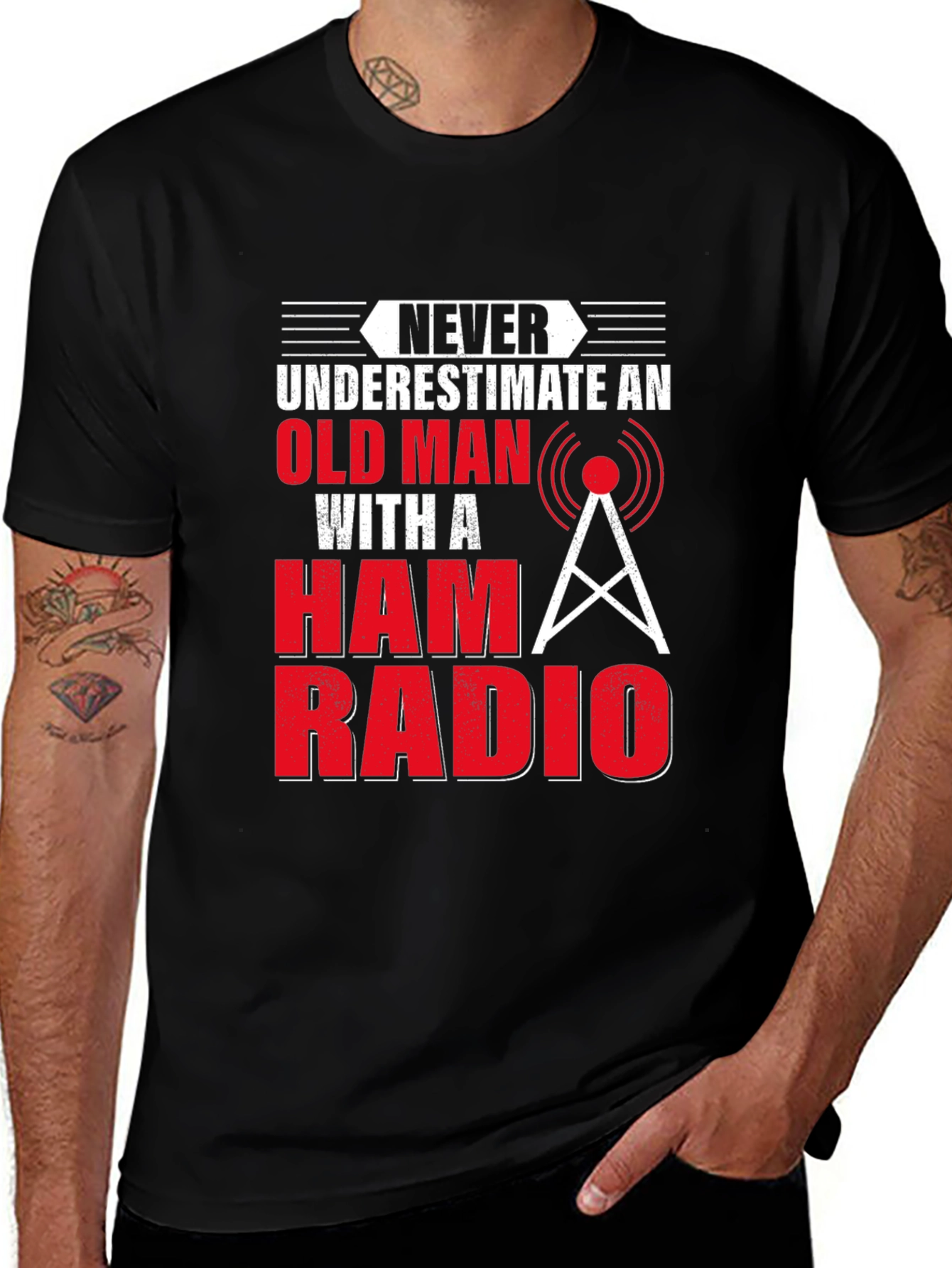 Never Underestimate Old Man With Ham Radio T-Shirt