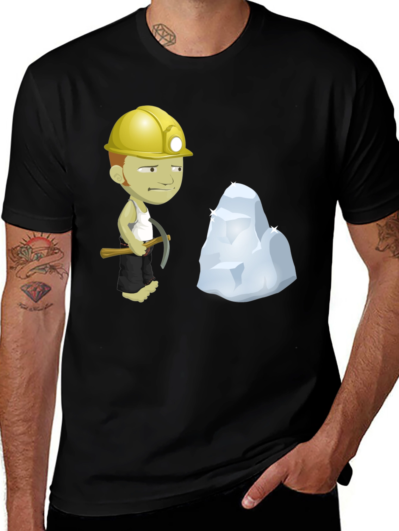 Variant 23 of Miner Cartoon Black T-Shirt