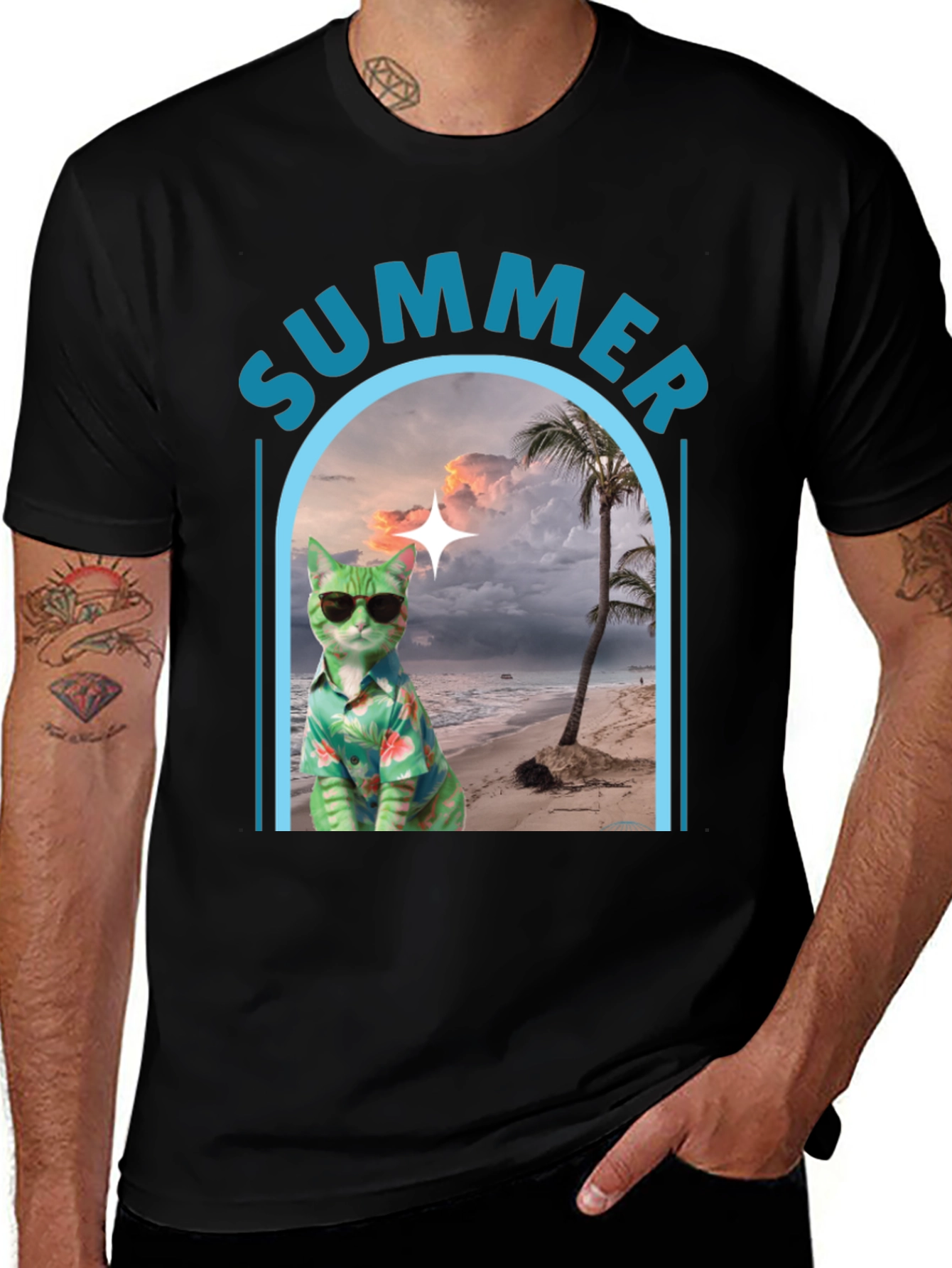 Variant 7 of Summer Cat Beach T-Shirt