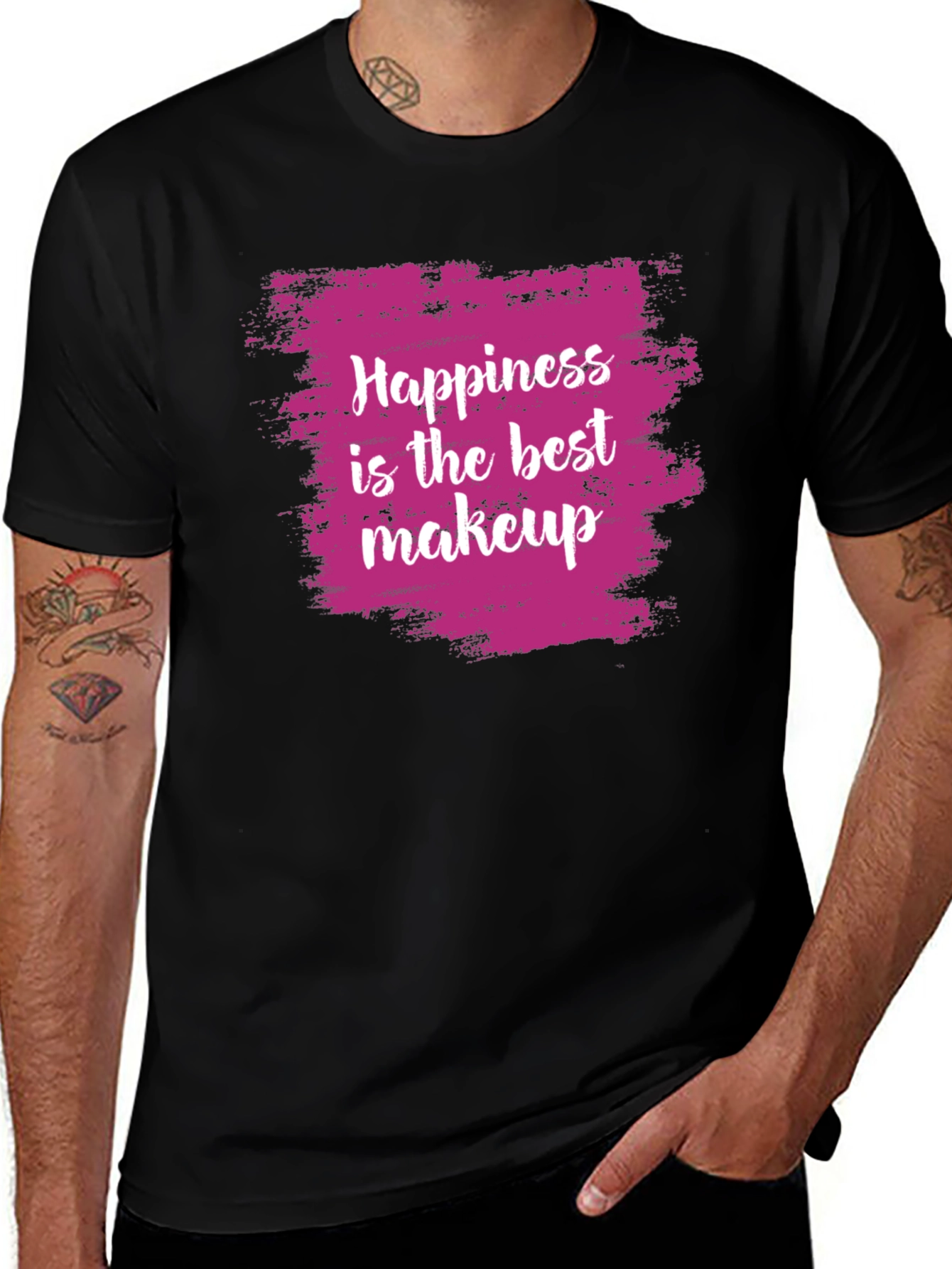 Variant 27 of Happiness Makeup T-Shirt: Trendy Graphic Tee