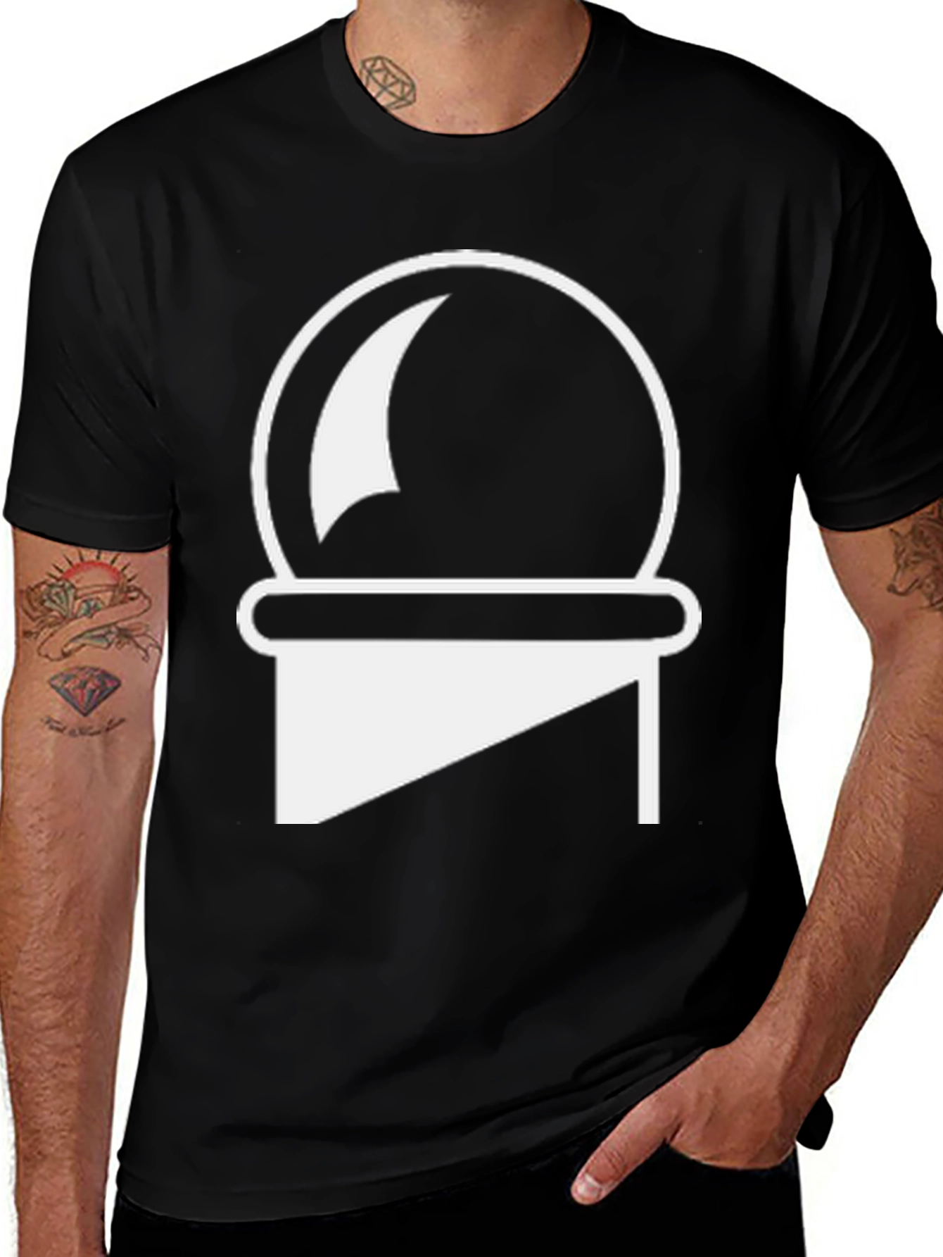 Variant 8 of Astronaut Helmet Graphic Tee - Black Crew Neck T-Shirt