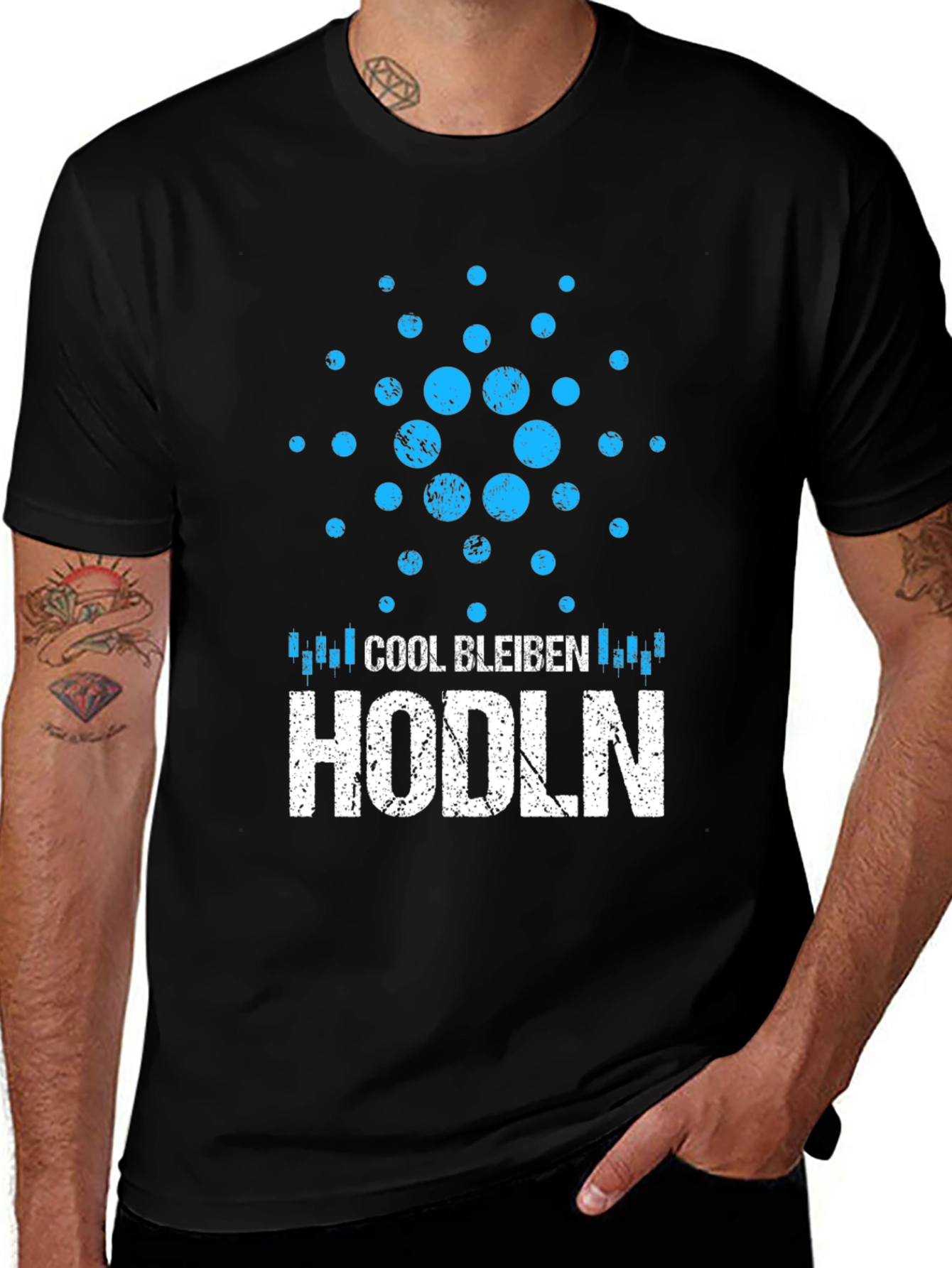 Variant 22 of Cool Bleiben Hodln ADA Cardano Crypto Black T-Shirt