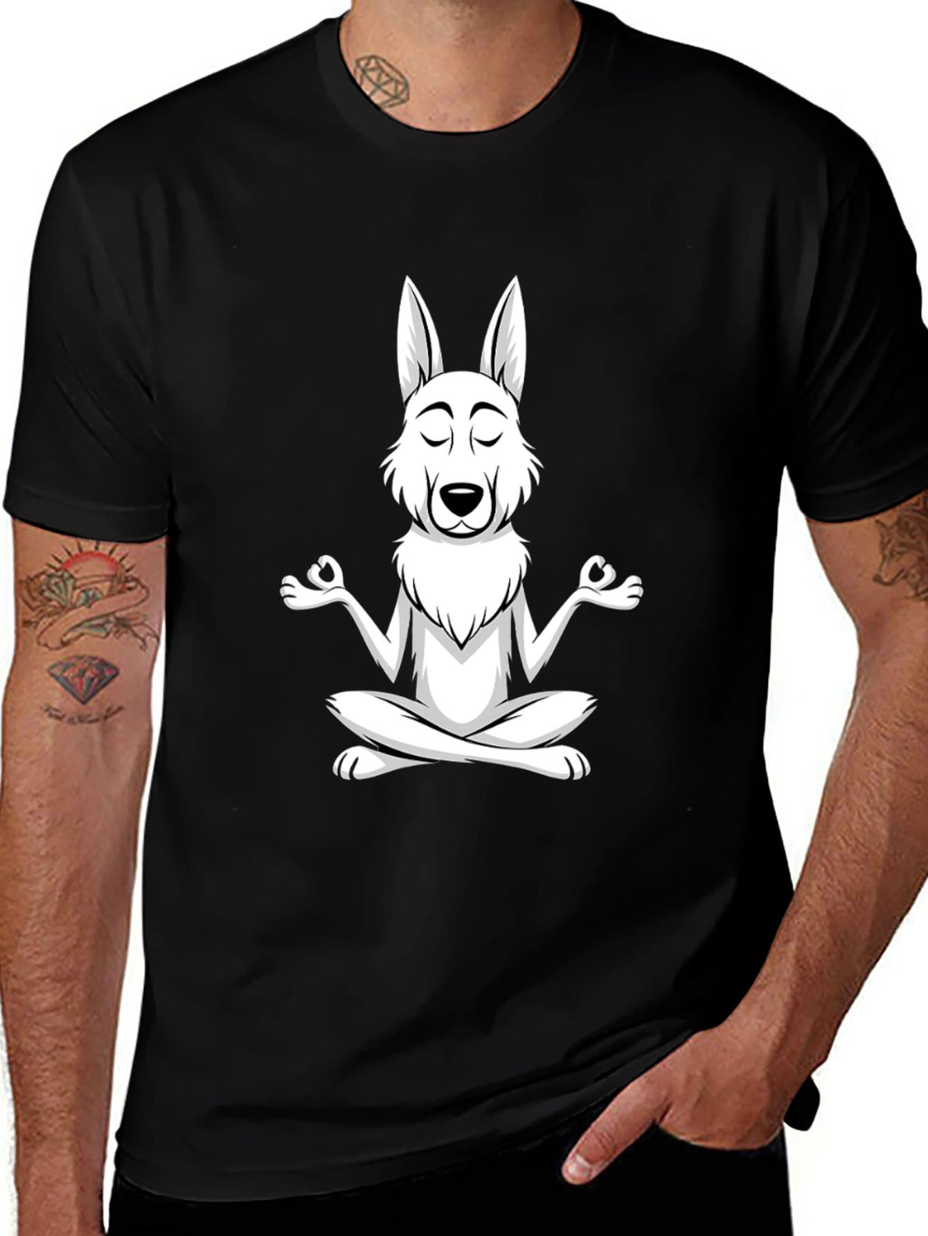 Variant 12 of Zen Dog Black T-Shirt - Meditating Canine