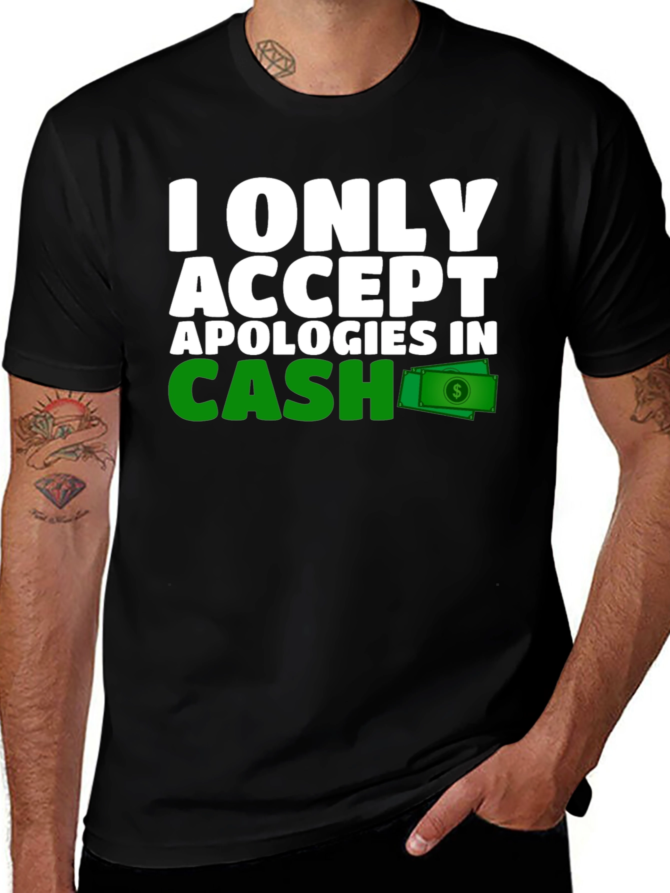 Variant 3 of Cash Apology T-Shirt - Funny Novelty Tee