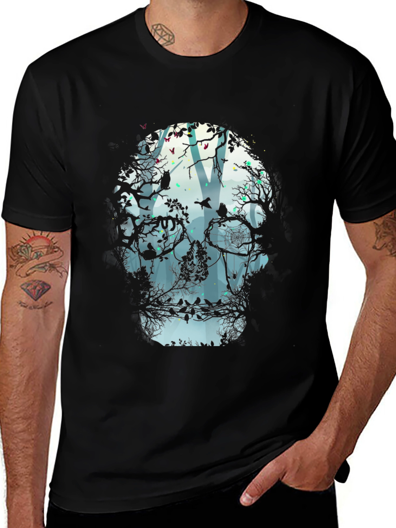 Variant 19 of Skull Forest Graphic Tee - Black Unisex Shirt