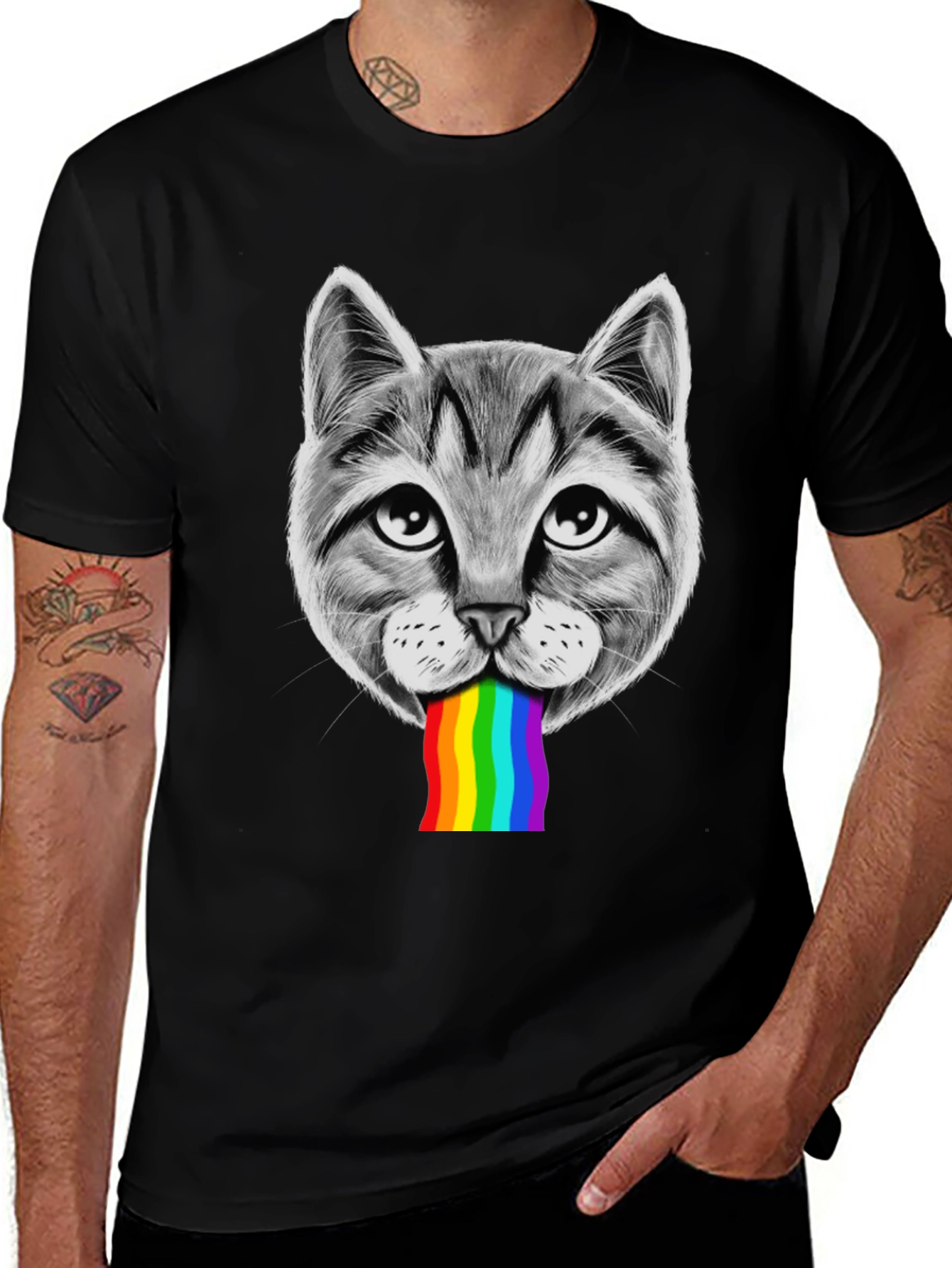 Variant 3 of Cat Rainbow Puke T-Shirt - Pride Style
