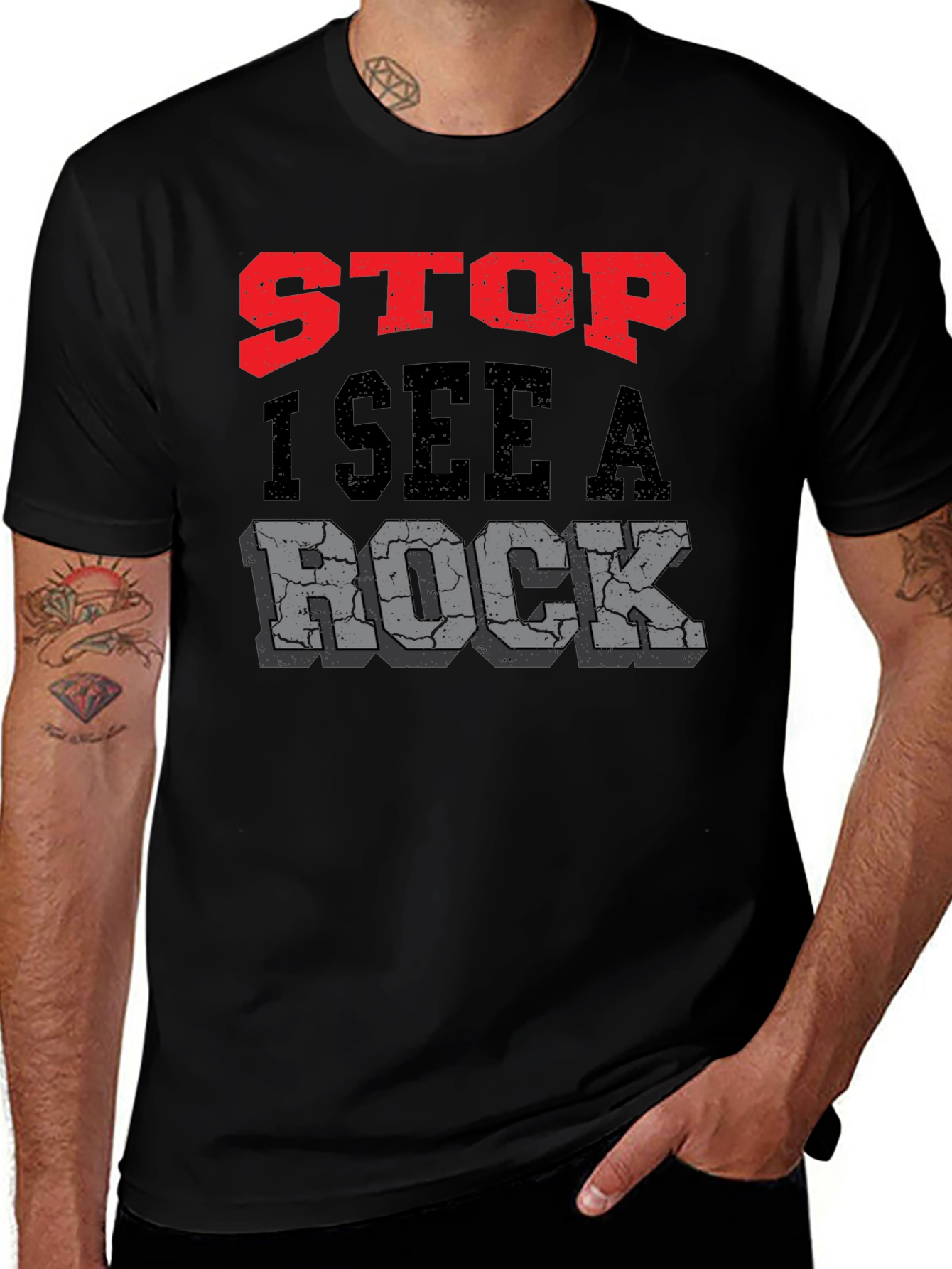 Variant 13 of Stop, I See A Rock Funny Graphic T-Shirt