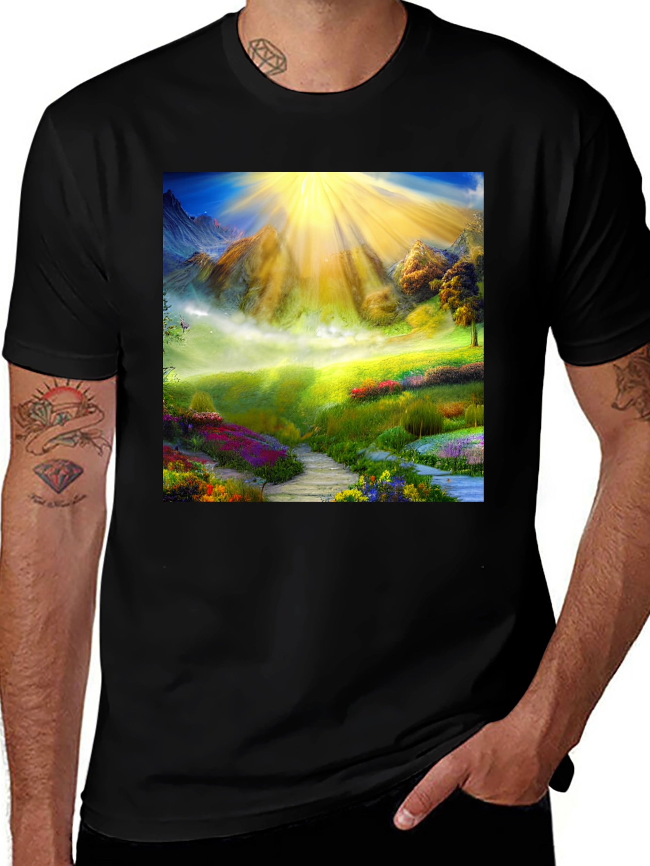 Variant 18 of Nature's Radiance Graphic Tee - Black Cotton Blend