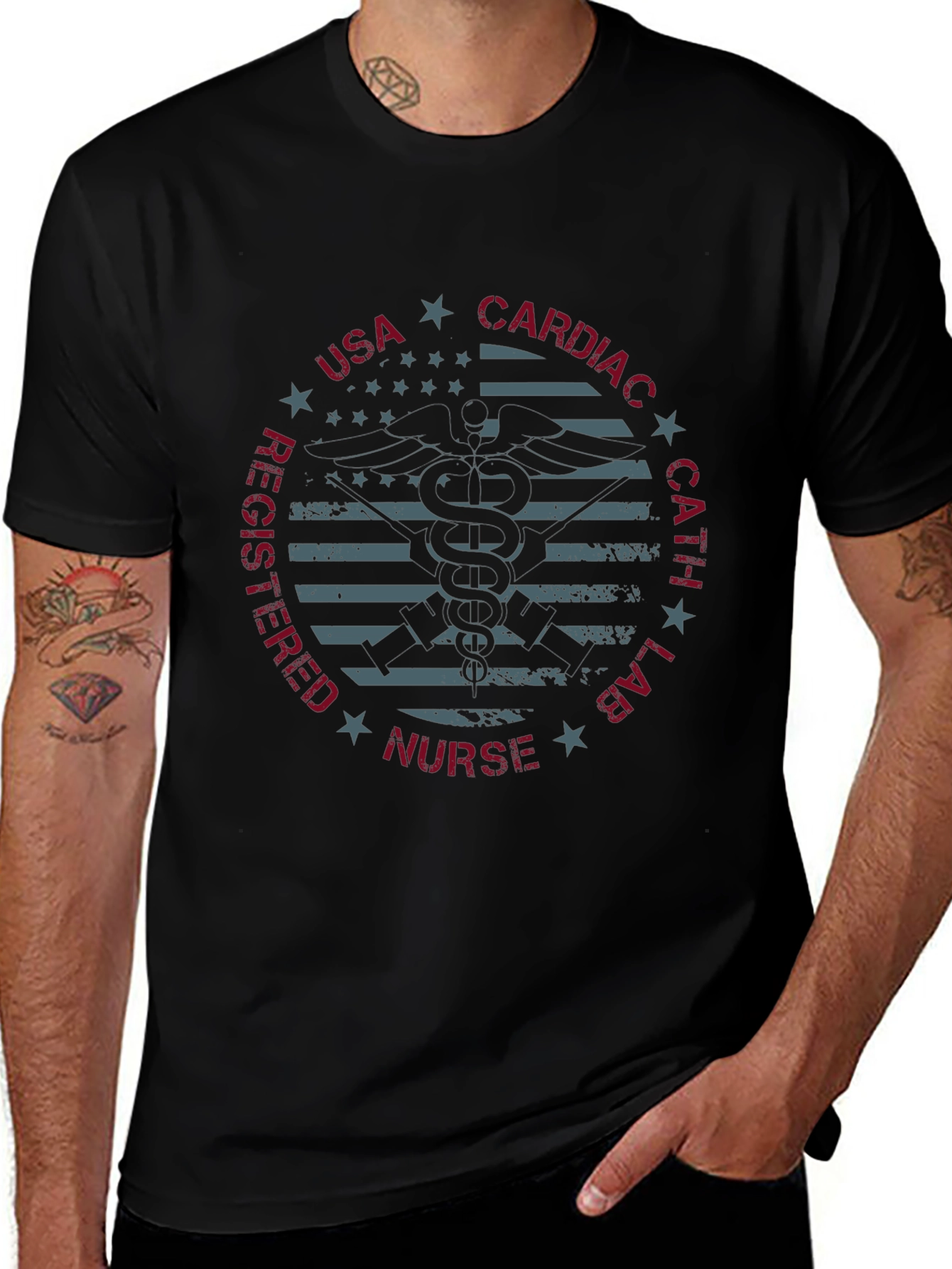 Variant 5 of USA Cardiac Nurse T-Shirt