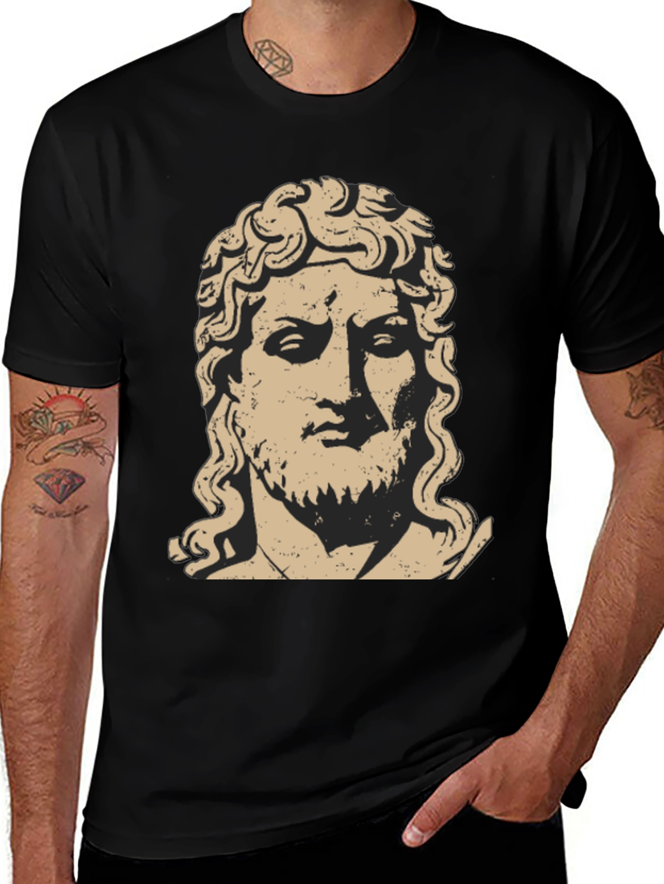 Variant 13 of Greek Statue Graphic T-Shirt - Stylish Black Tee