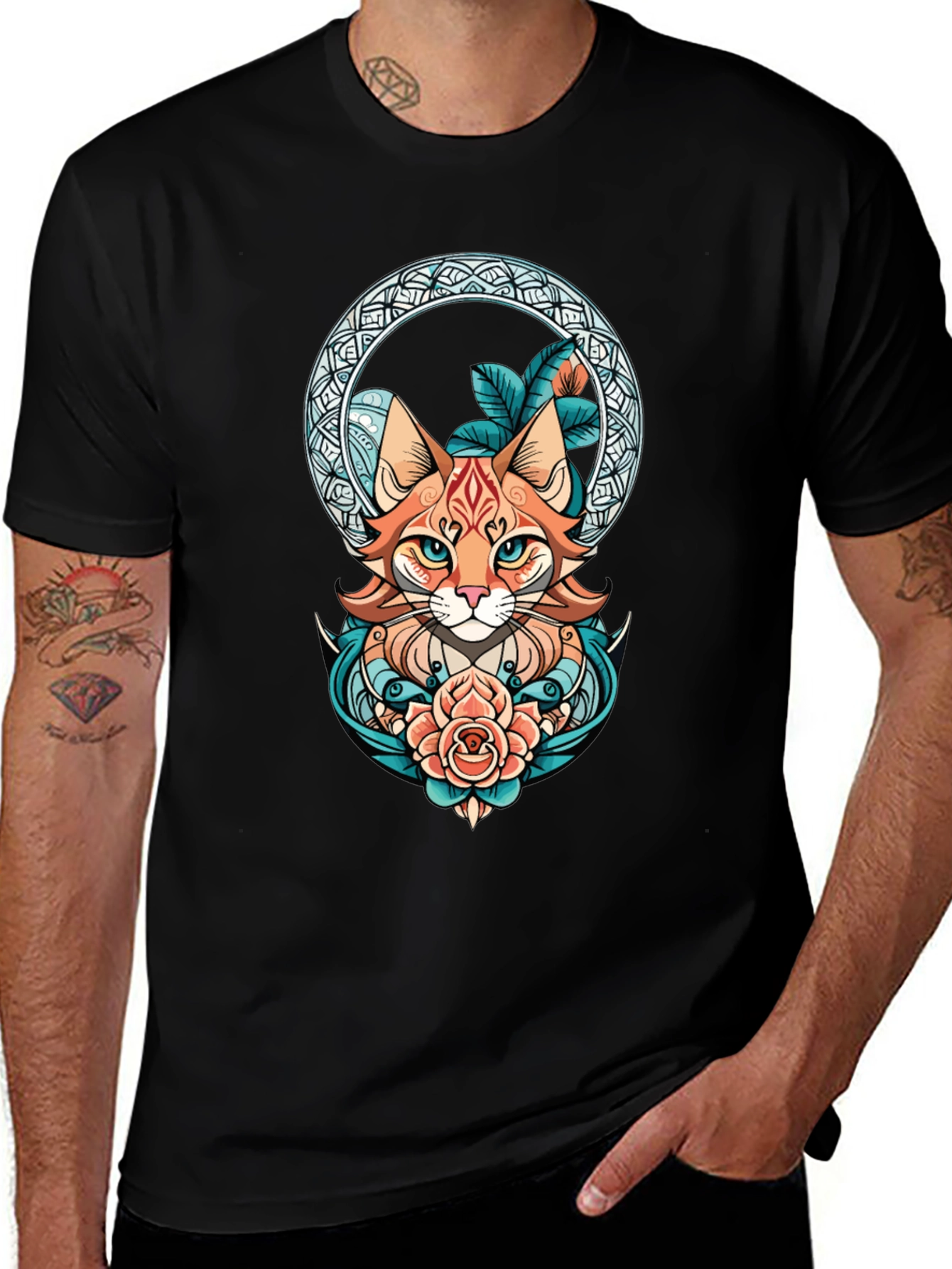 Variant 25 of Mystic Cat Graphic Black T-Shirt
