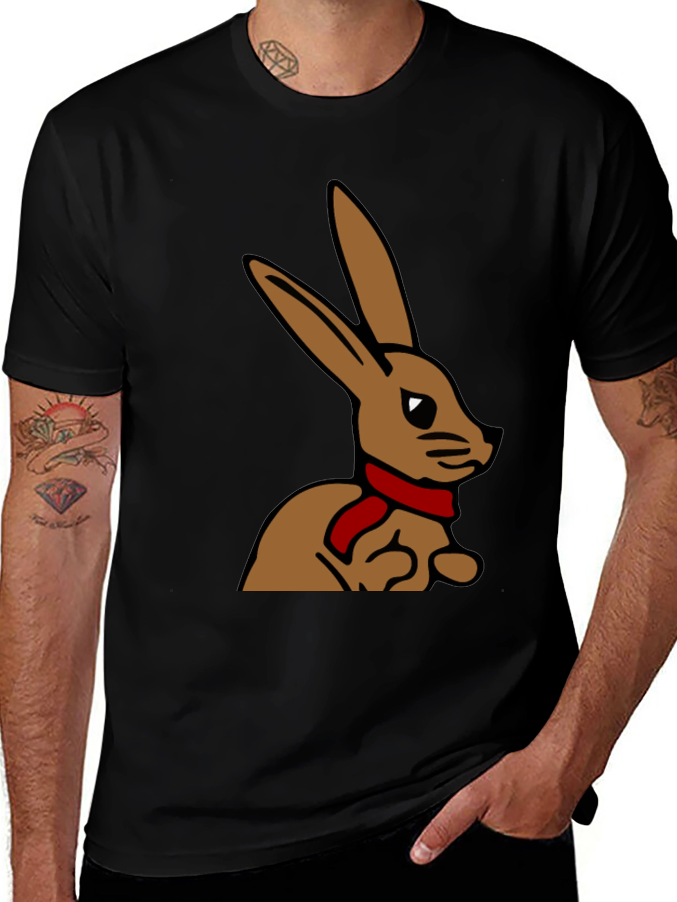 Variant 12 of Rabbit T-Shirt - Cartoon Bunny with Scarf