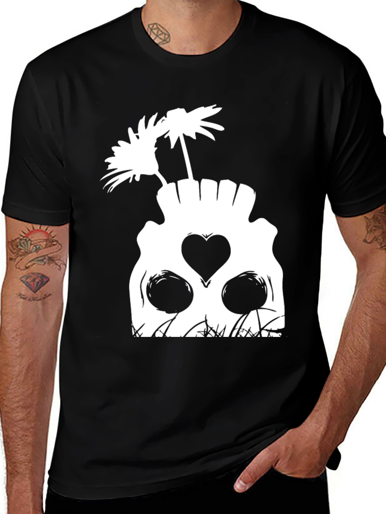 Variant 27 of Skull & Flowers Graphic Tee