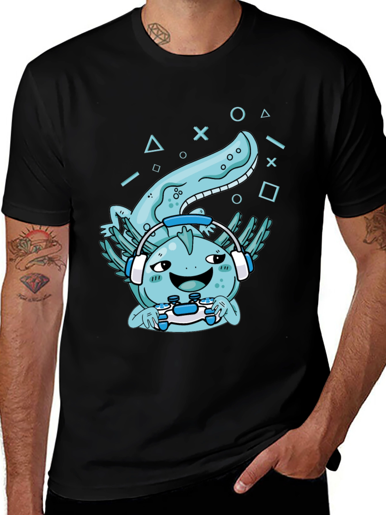 Variant 8 of Axolotl Gamer Black T-Shirt