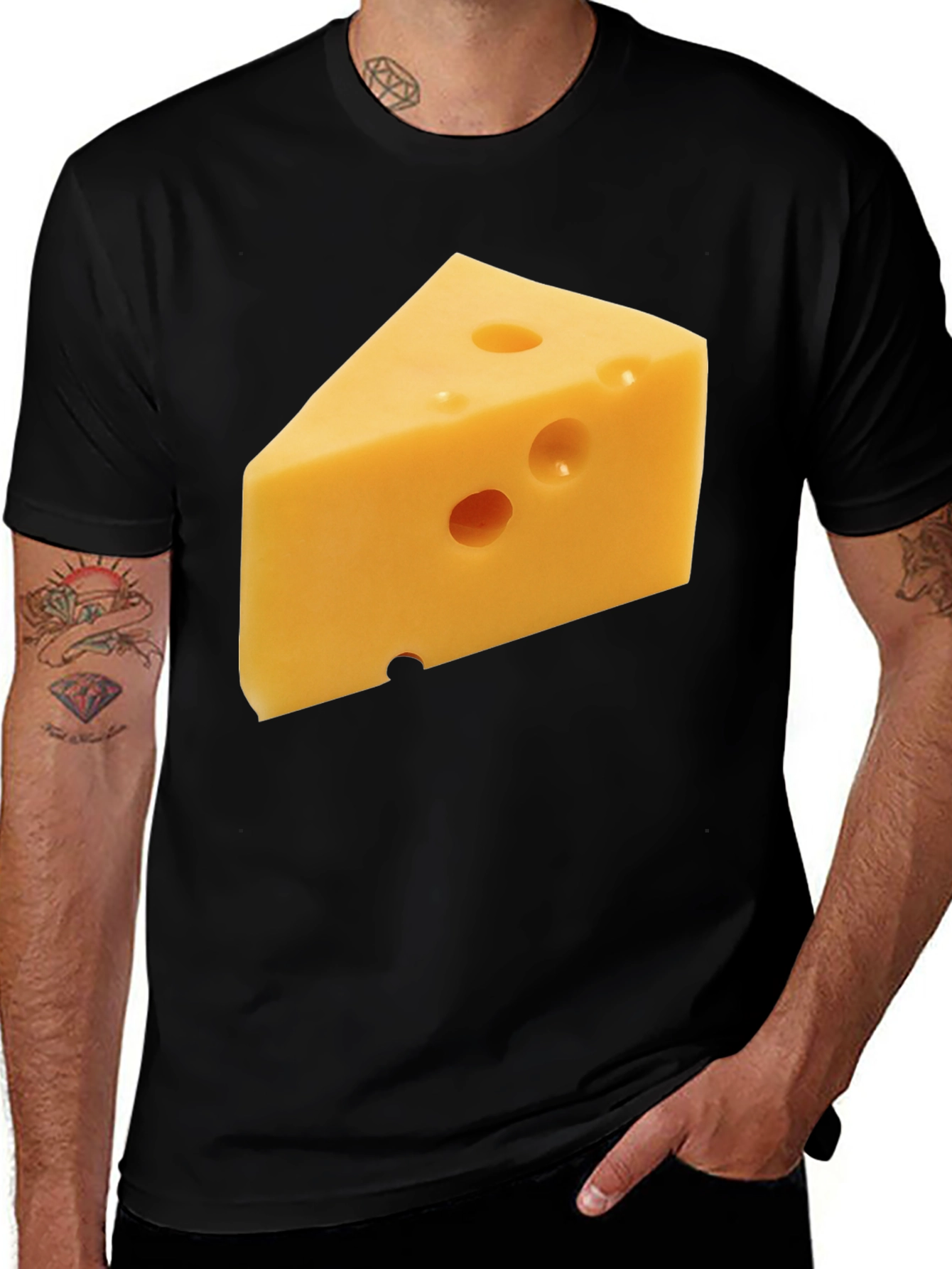 Variant 26 of Cheese Lover's T-Shirt: Swiss Slice Design
