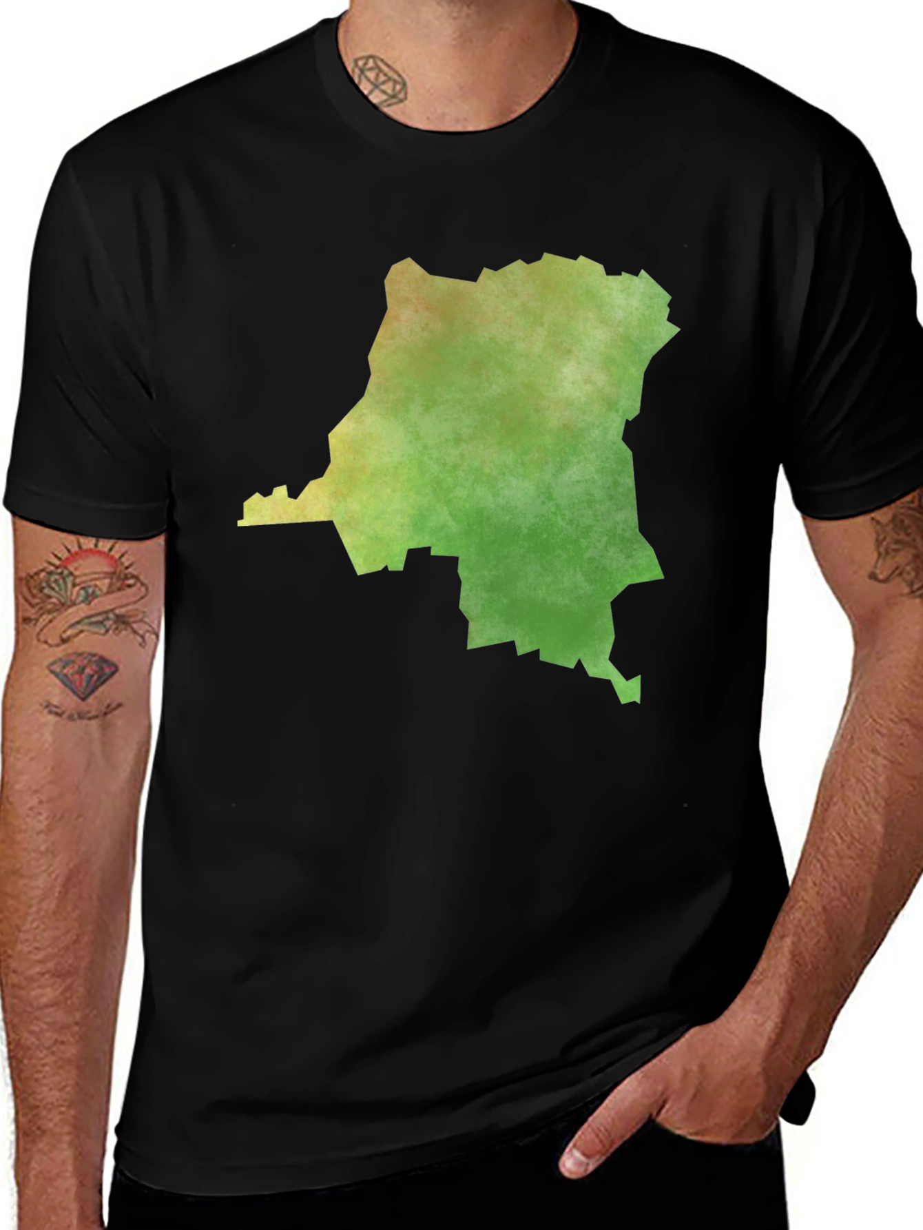 Congo Map Graphic Tee - Men's Black T-Shirt