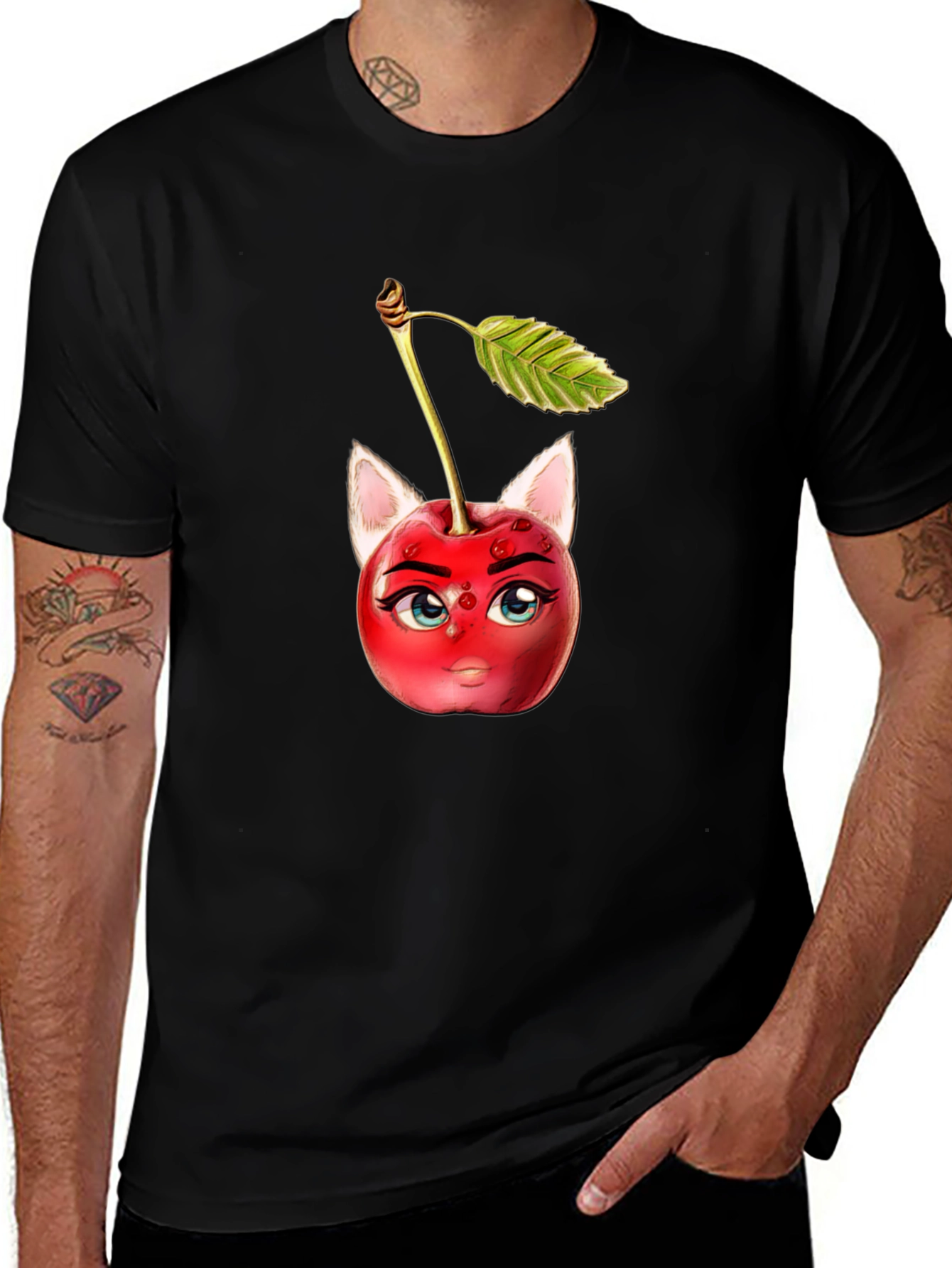 Variant 2 of Whimsical Cherry Cat T-Shirt