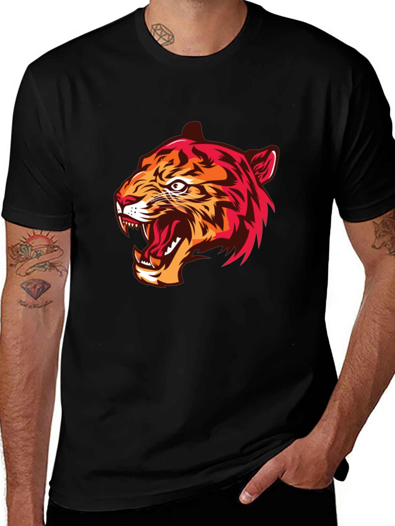 Variant 11 of Men's Black Tiger Graphic Tee